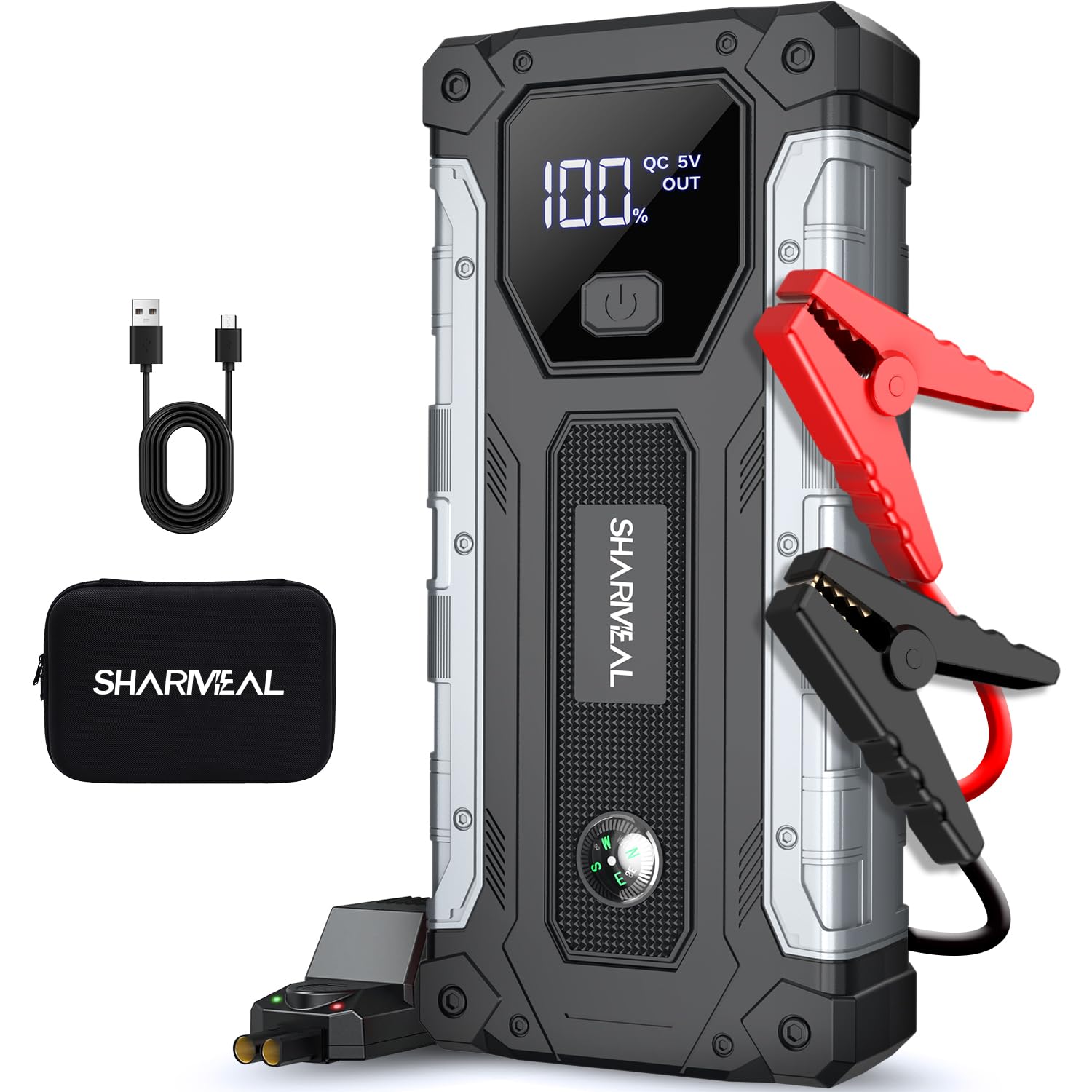 Car Jump Starter 4000A, Jump Starter Battery Pack for 10.0L Gas and 8.0L Diesel, 12V Portable Jump Box with LED Light