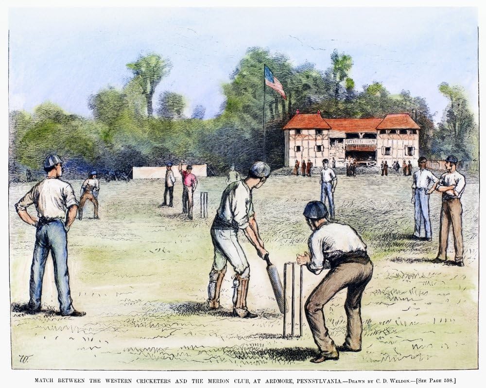 American Cricket 1882 Nmatch Between The Western Cricketers And The Merion Club At Ardmore Pennsylvania Wood Engraving American 1882 Poster Print by (18 x 24)