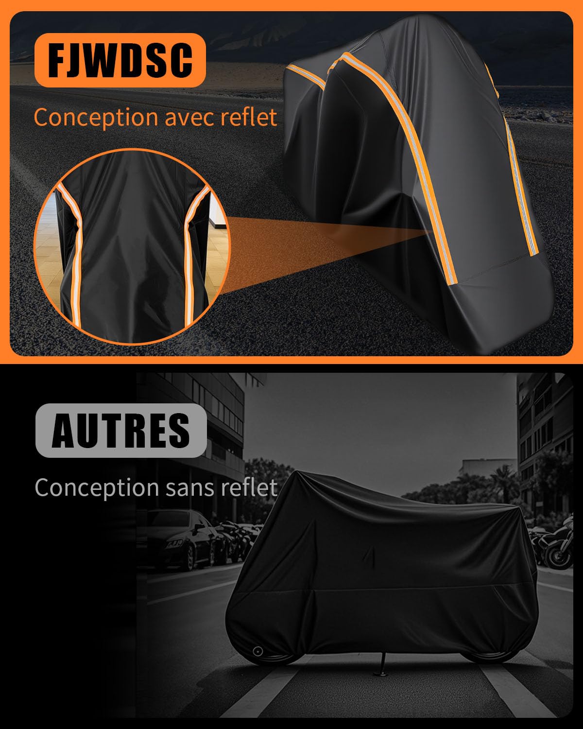 Bache Moto Exterieur Etanche Entièrement Fermée, Housse Moto Imperméable et Résistante aux Poussière Pluie Neige UV Vent pour Scooter Mobylette Moto Street Scrambler 275x115x150cm