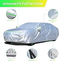Vista 4 de Funda para automóvil sedán (155-170 pulgadas), ajuste universal, impermeable, Dupont Oxford, todo tipo de clima, protector de granizo, protección