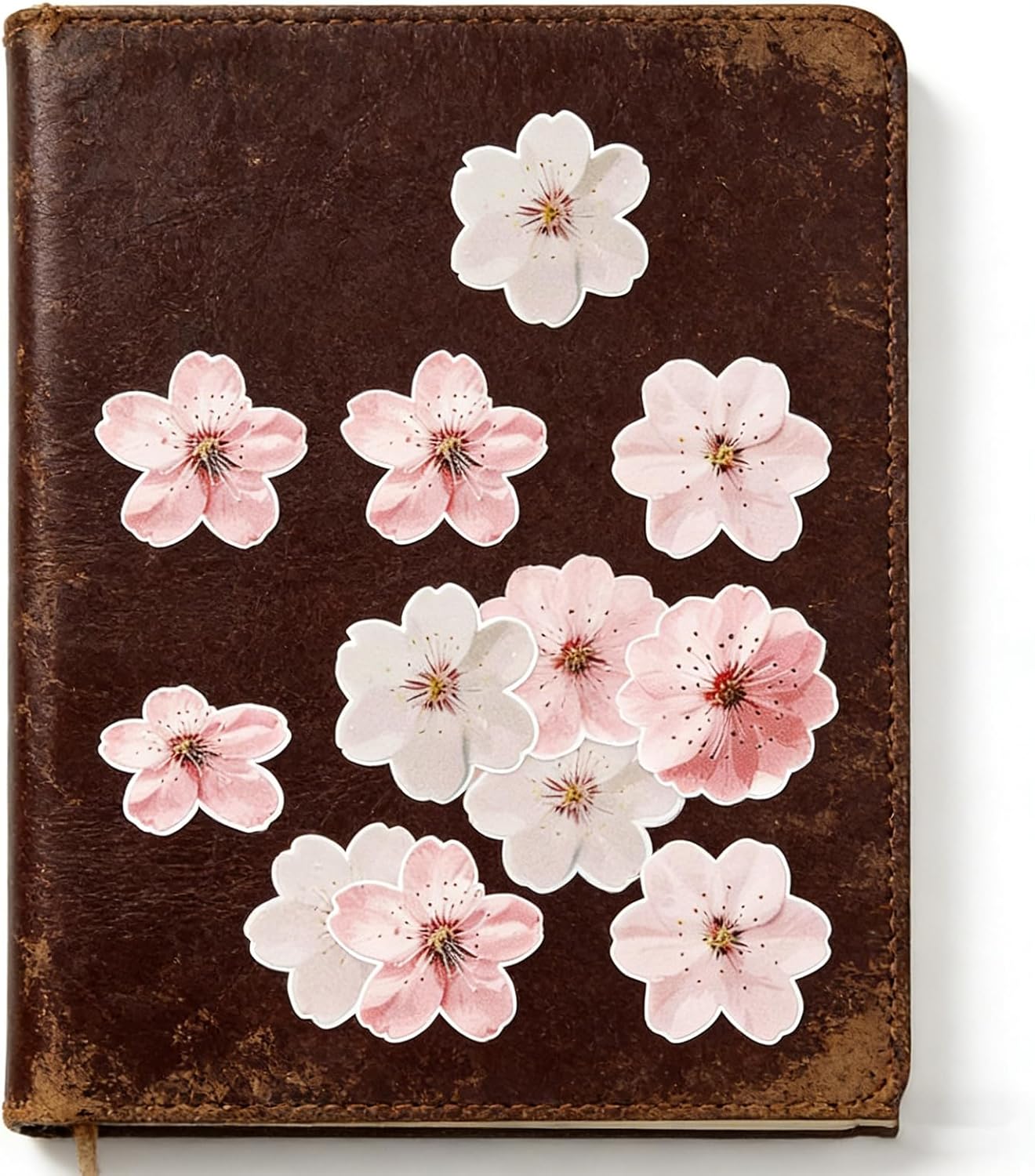 Cherry Blossom Flower Stickers Roll,500PCS Pink & White Sakura Decorative Stickers for Scrapbooking Journaling Gift Wrapping Card Making DIY Crafts Spring Floral Decals