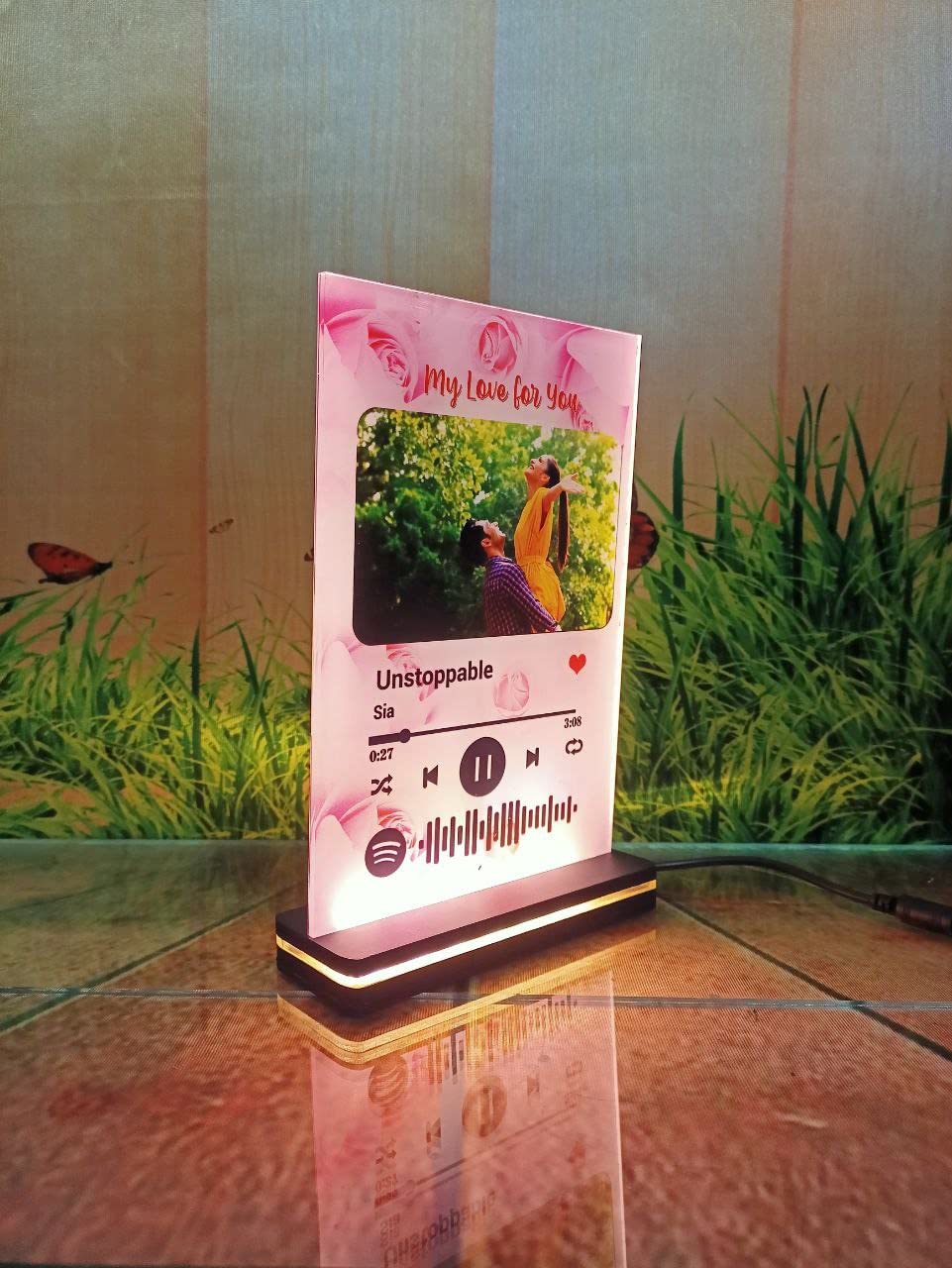 OSMLY Customized Acrylic Led Printed Acrylic Spotify Plaque With Complete Personalisation Of Image And Song Details For Decoration, Anniversary, Valentine Gift, Rakhi Gifts(6 X 8 Inch)
