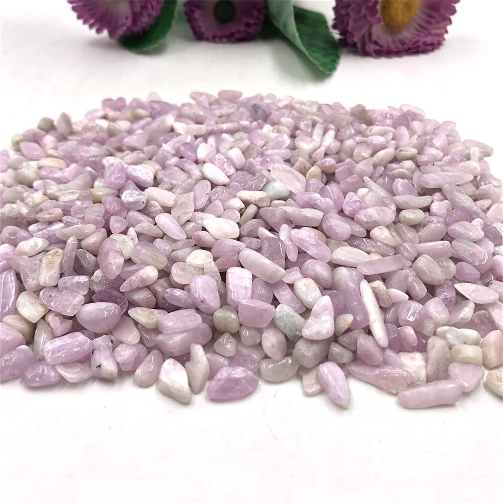 Lote de 100 g/Paquete de Chips de kunzita Natural, Grava, Cristales de Cuarzo, Piedra for decoración de la habitación del hogar, Adornos de Acuario DIY, Piedra de Cristal Inicio Colecciones