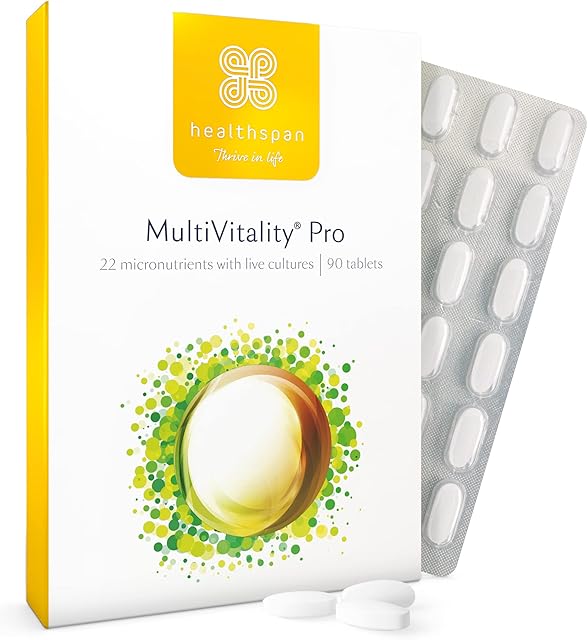 Healthspan Multivitamin with Live Cultures (90 Tablets) | Supports Immune Health | Maintain Energy Levels | Multivitamin & Live Bacteria Cultures | Added Vitamins C & D3 | Vegetarian