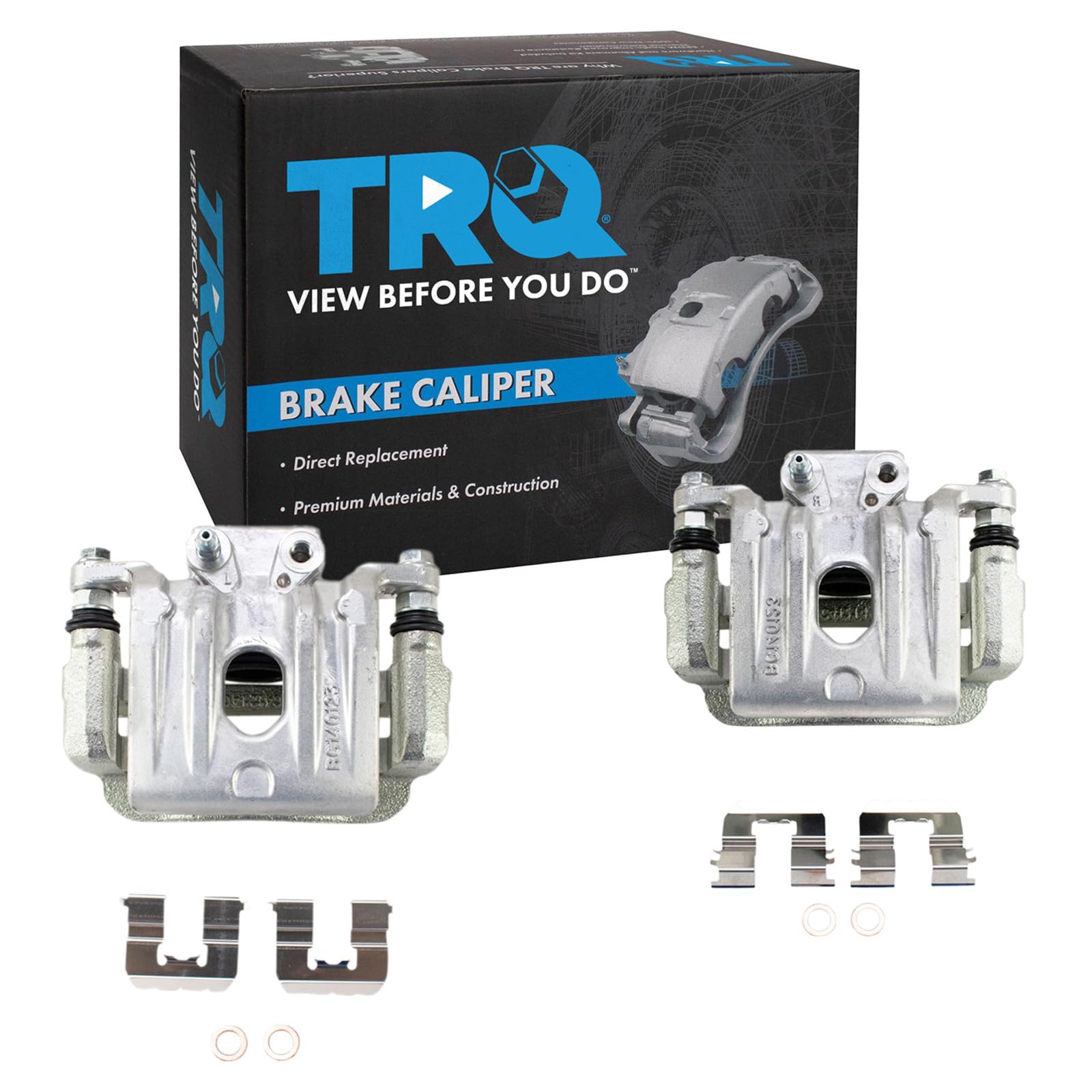 TRQ Rear Driver and Passenger Side Brake Caliper Set Caliper Brackets
