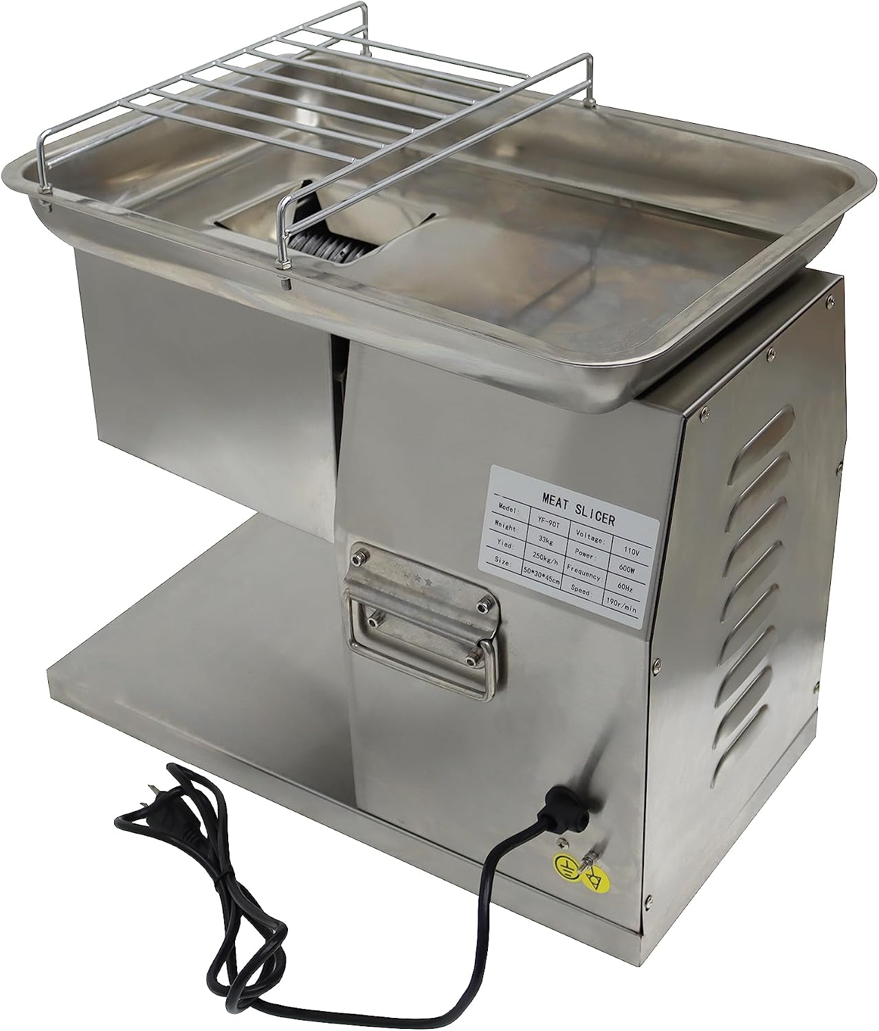 INTSUPERMAI Commercial Meat Cutting Machine Meat Slicer YF-90T 4mm Blade Meat Cutter Slicer Grinder Electric Steak Pork Meat Cutter Slicer 110V 250Kg/Hour