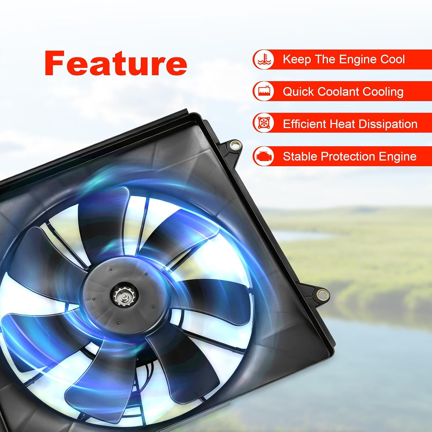 Engine Radiator Cooling Fan Assembly Replacement for Honda Accord 2013-2017 Radiator AC Condenser Cooling Fan Replace 620297 620298 386155A2A01 38611RL8A01 386165G0A01 Right Side