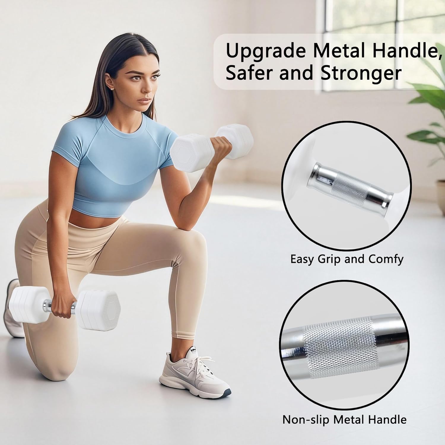 Adjustable Dumbbell Set of 2 Total 20 Lbs 4-in-1 Each 4lb 6lb 8lb 10lb 1s-Adjust Dual-Stable Free Weights for Women Men Home Gym Outdoor Workouts