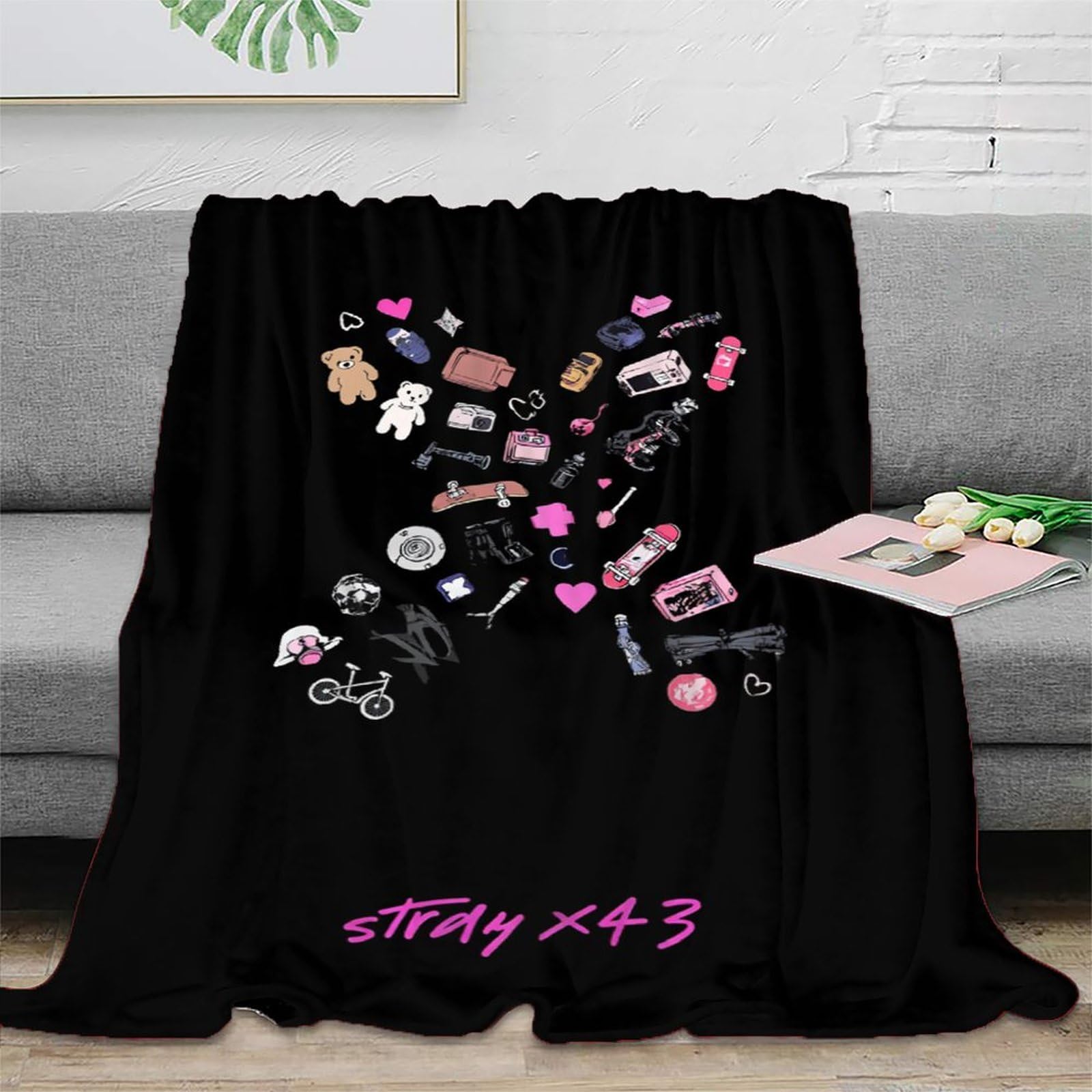 Plaid de voyage microfibre 180x200 3D dessin animé mignon literie pour lit et canapé