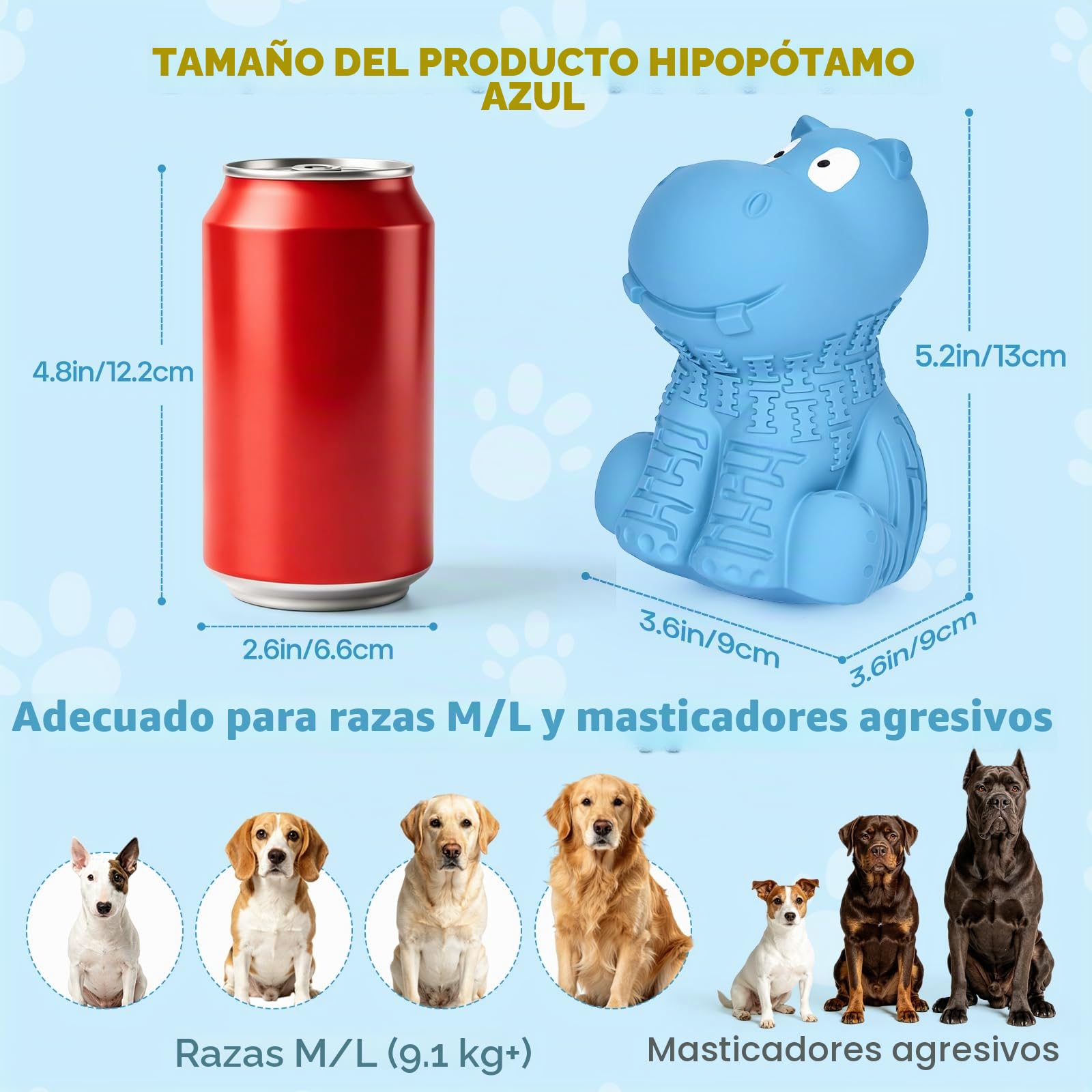 petizer Squeaky, Juguete para Perros Indestructible para masticadores agresivos, Juguete de Seguridad para Perros, Caucho Natural para Perros pequeños/medianos/Grandes
