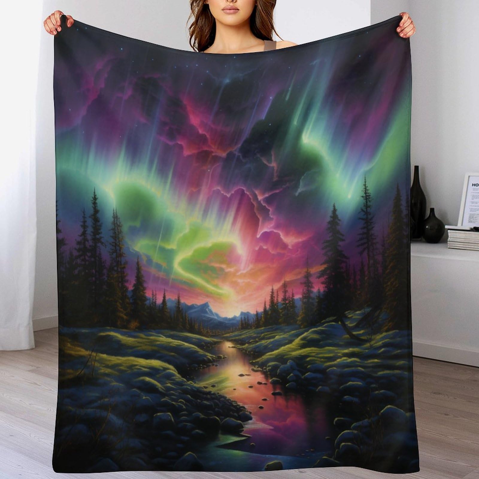 Couverture aurores boréales rides résistantes flannel chaude 150x200