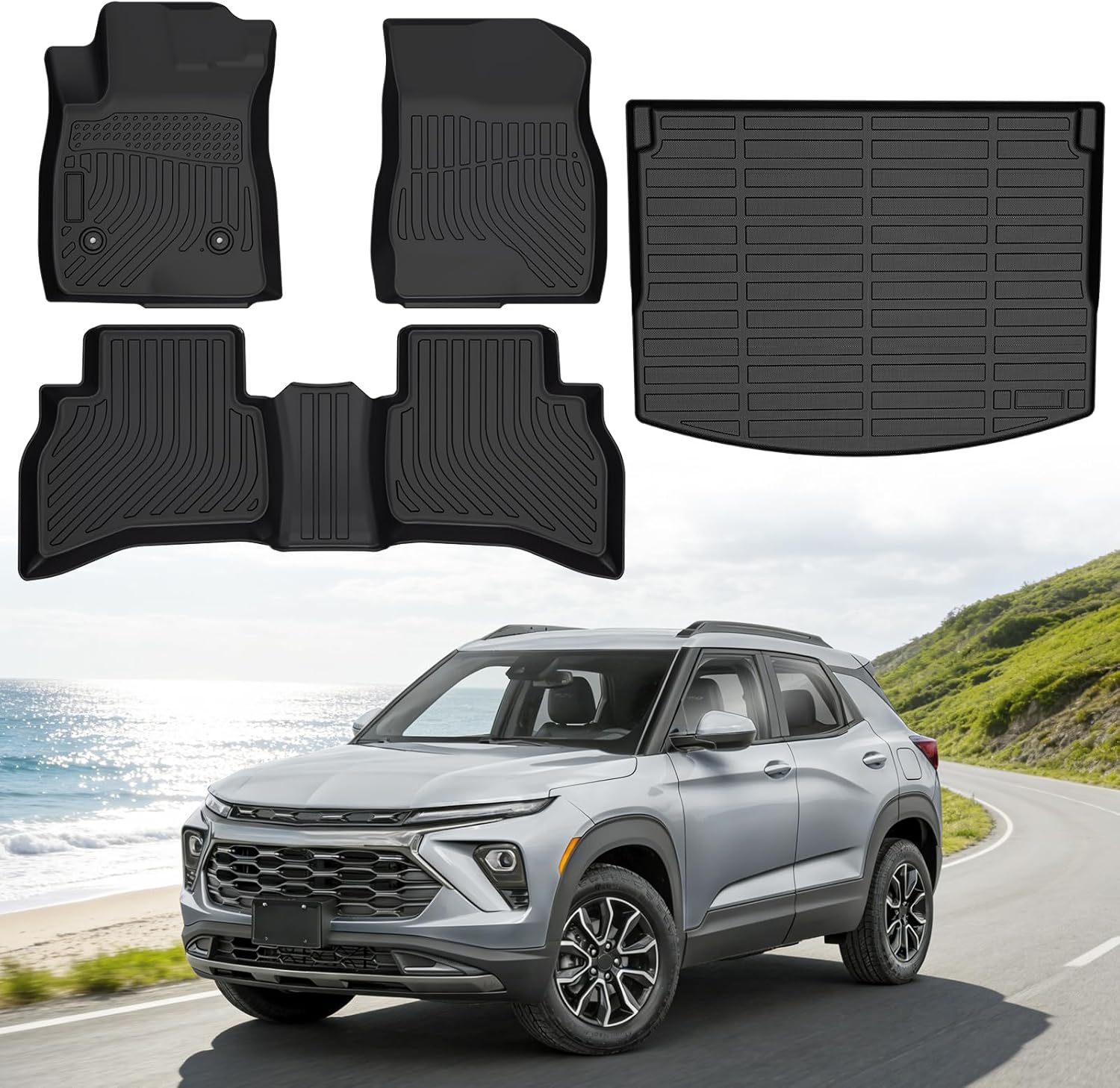 Floor Mats for Chevrolet Chevy Trailblazer AWD 2021-2026 (Only Fit for Cargo in Upper Deck Position, Not for FWD), Heavy Duty TPE All Weather Protection, Waterproof Non-Slip (Floor Mats & Cargo Liner)