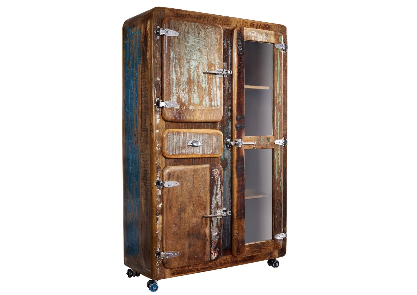 MASSIVMOEBEL24.DE FREEZY #34 Mobile dispensa in Legno Riciclato - Laccato/Multicolore 90x38x140