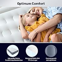 Vista 5 de Beyondhome Colchón de aire sin PVC tamaño Queen con bomba integrada, inflado de un botón y parada automática, soporte hermético de 720 libras