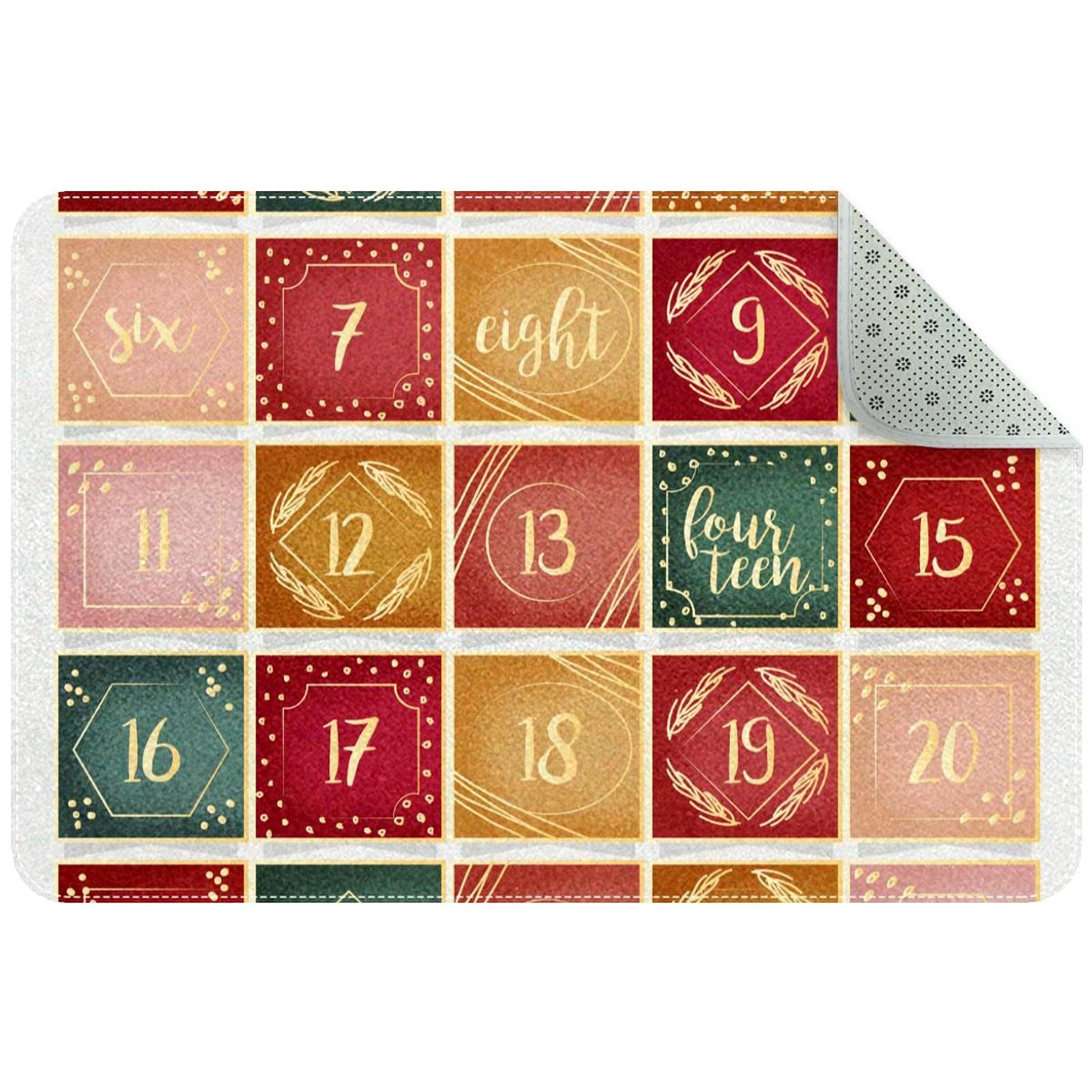 Paillasson antidérapant lavable motif calendrier de l'Avent pour terrasse et entrée