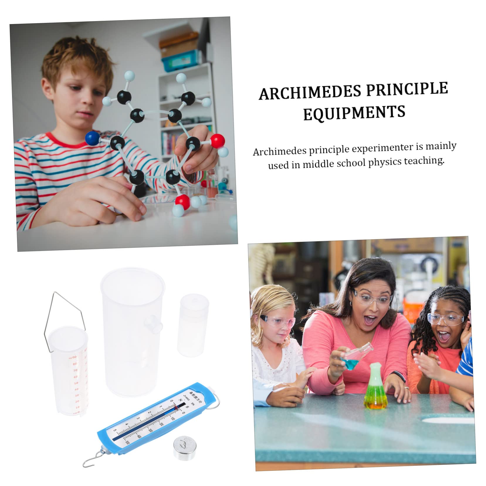 FUNOMOCYA 1 Set Archimedes Instrument Science Spring Scale Balance Hanging Spring Scale Scientific Device Principle Equipment Experimental Demonstrator Bars Dynamometer with Plastic