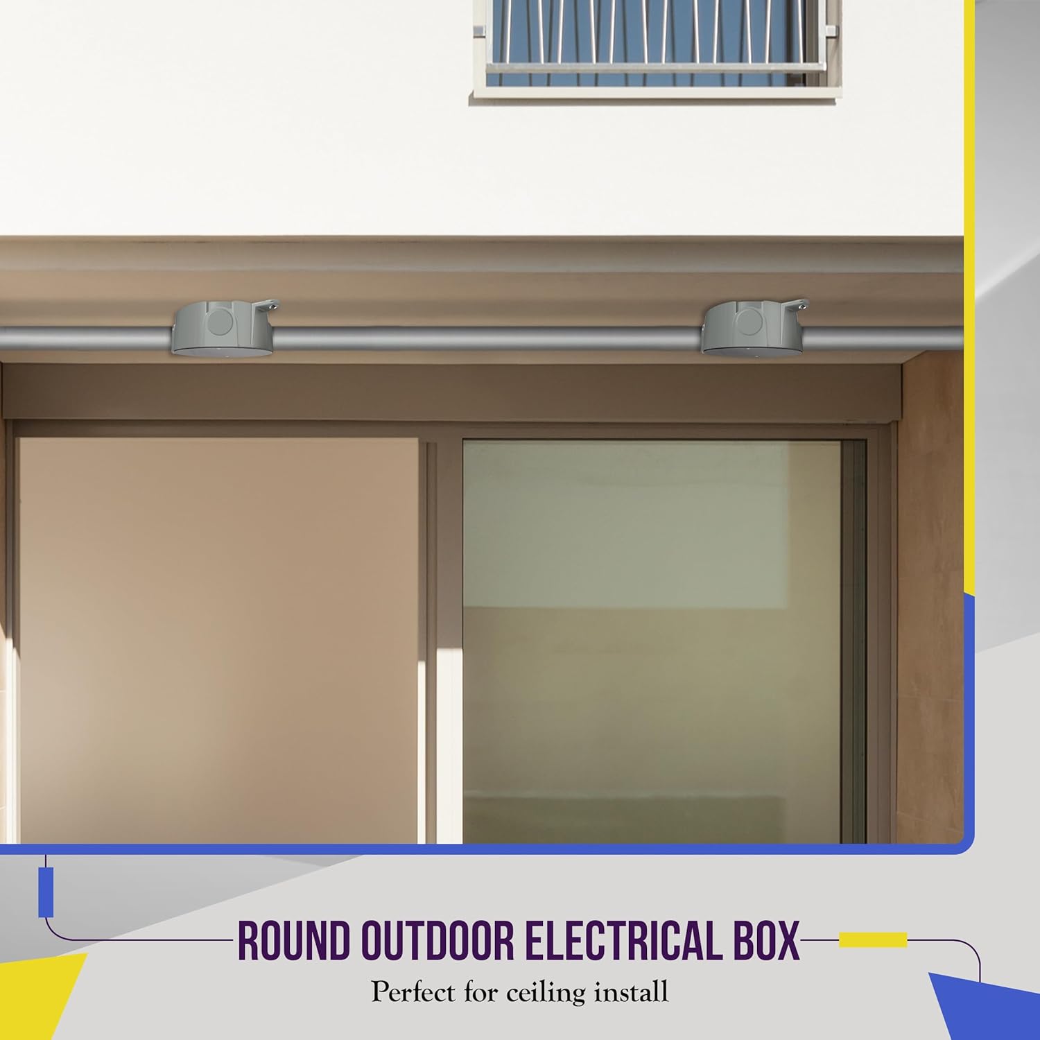 ENERLITES 4” Diameter Round Weatherproof Outlet Box with Five 3/4-in Threaded Outlets, Round Outdoor Electrical Box, 5 Holes 0.75” Each, 2-Gang, 5.4” Height x 4.05” Length x 1.57” Depth, EN4575 Grey