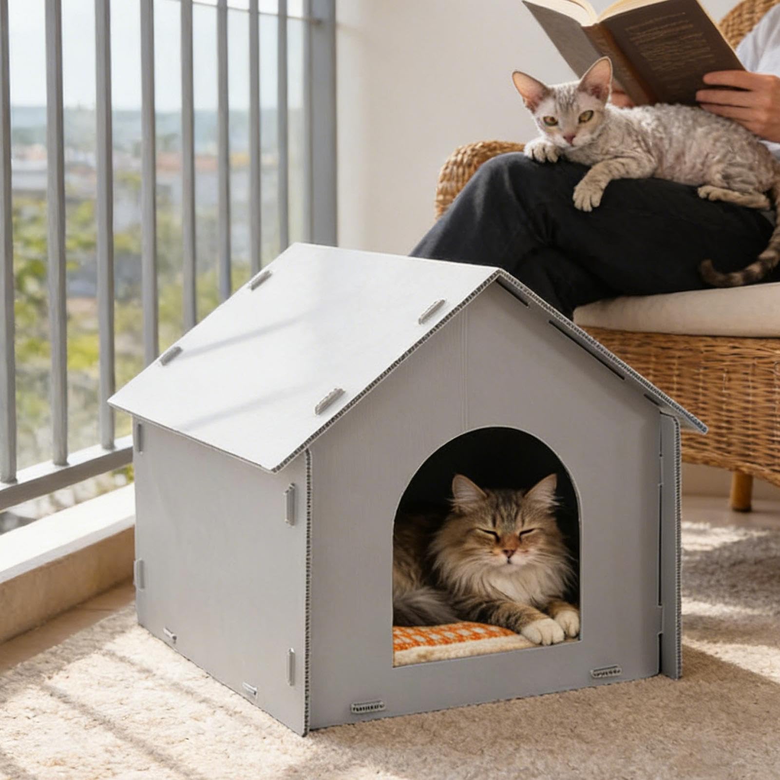 Tragbares Katzenhaus für den Außenbereich, leichtes geschlossenes Zelt, Haustierunterstand mit wasserdichter Matte, Katzenzubehör, Tierheim mit stabilem Design, Schlafset für Kätzchen, Winter, Haus