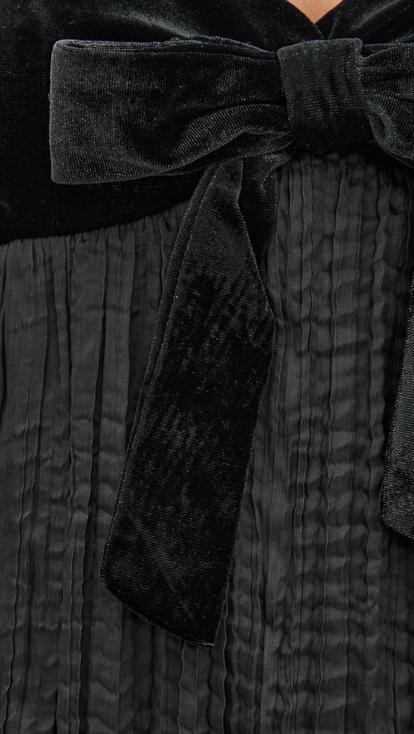 Another Girl Women's Velvet Bow Detail Fabric Mix Mini Dress - Image 6