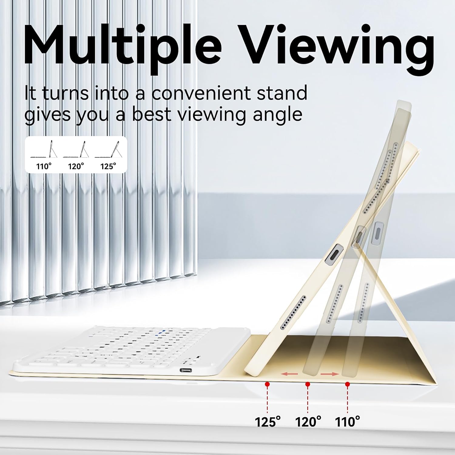 Keyboard Case for iPad Pro 11 Inch 4th Generation/Pro 3rd Gen/Pro 2nd Gen with Pencil Holder, Folio Detachable Wireless Bluetooth Keyboard & Flip Stand Case for iPad Pro 11 Inch, Cream White