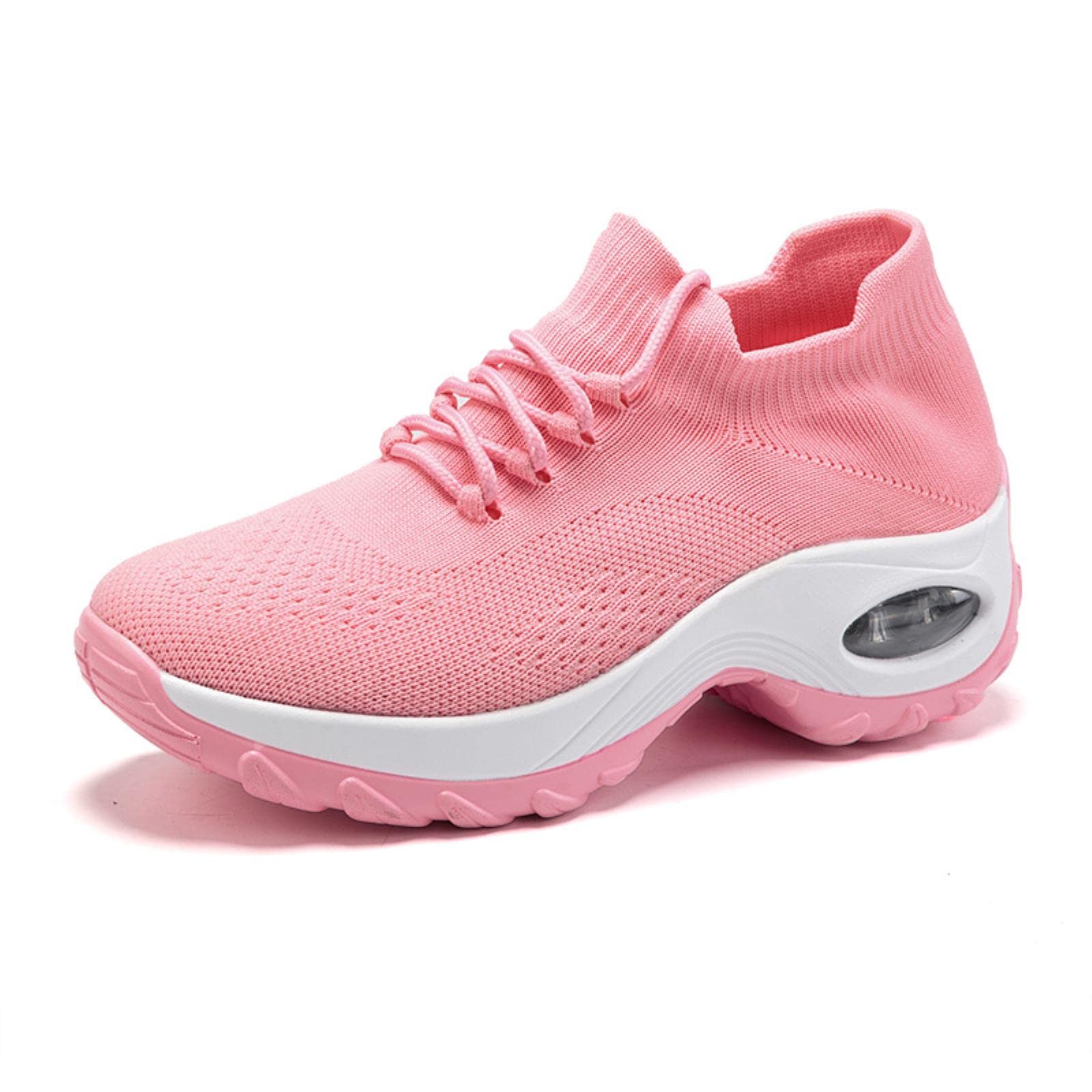 Scarpe da ginnastica di grandi dimensioni Scarpe da donna leggere scarpe di sollevamento di un piede elastico volante calze tessute scarpe casual madre a dondolo