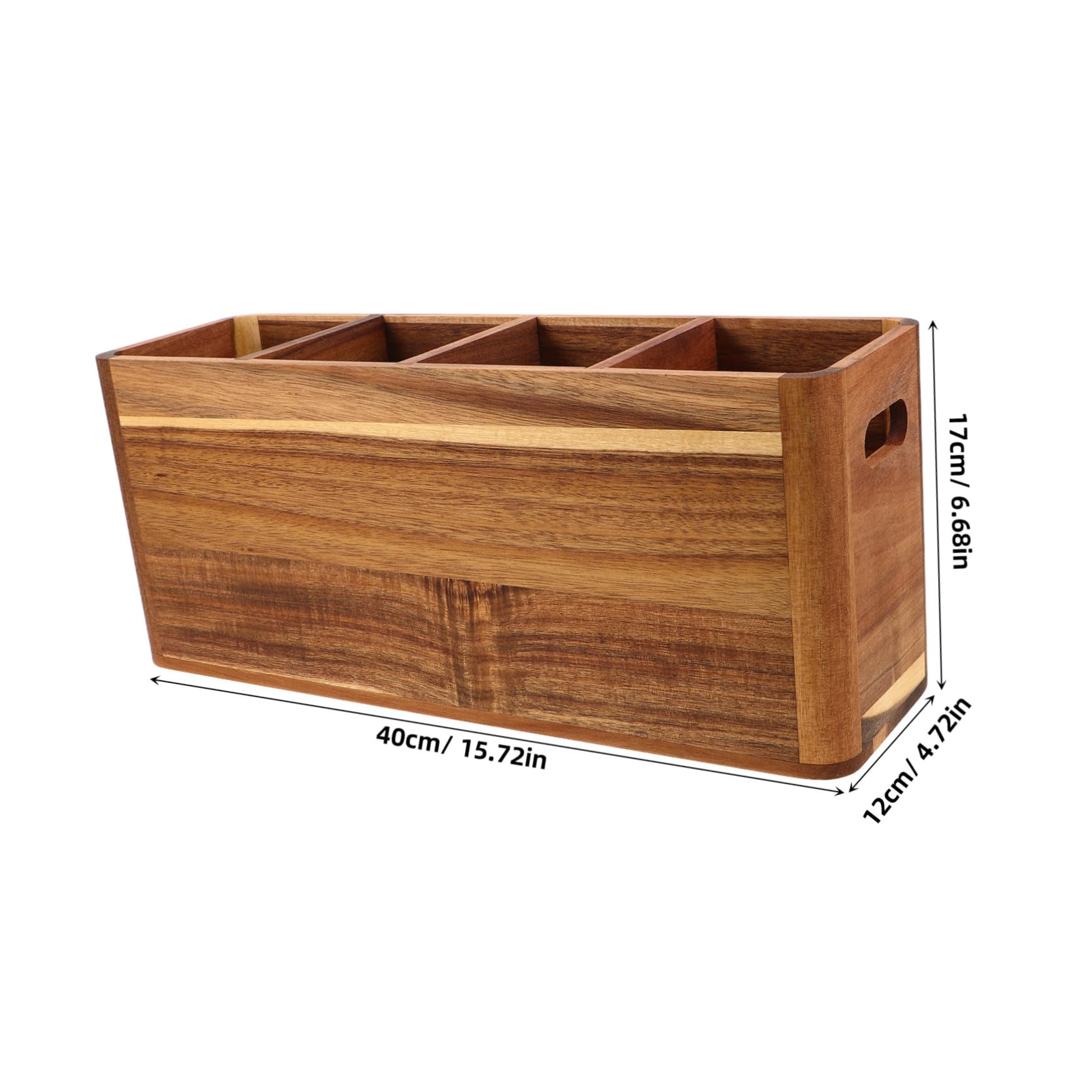 Boîte de Rangement à 4 Compartiments pour Bois Ustensiles Cuisine