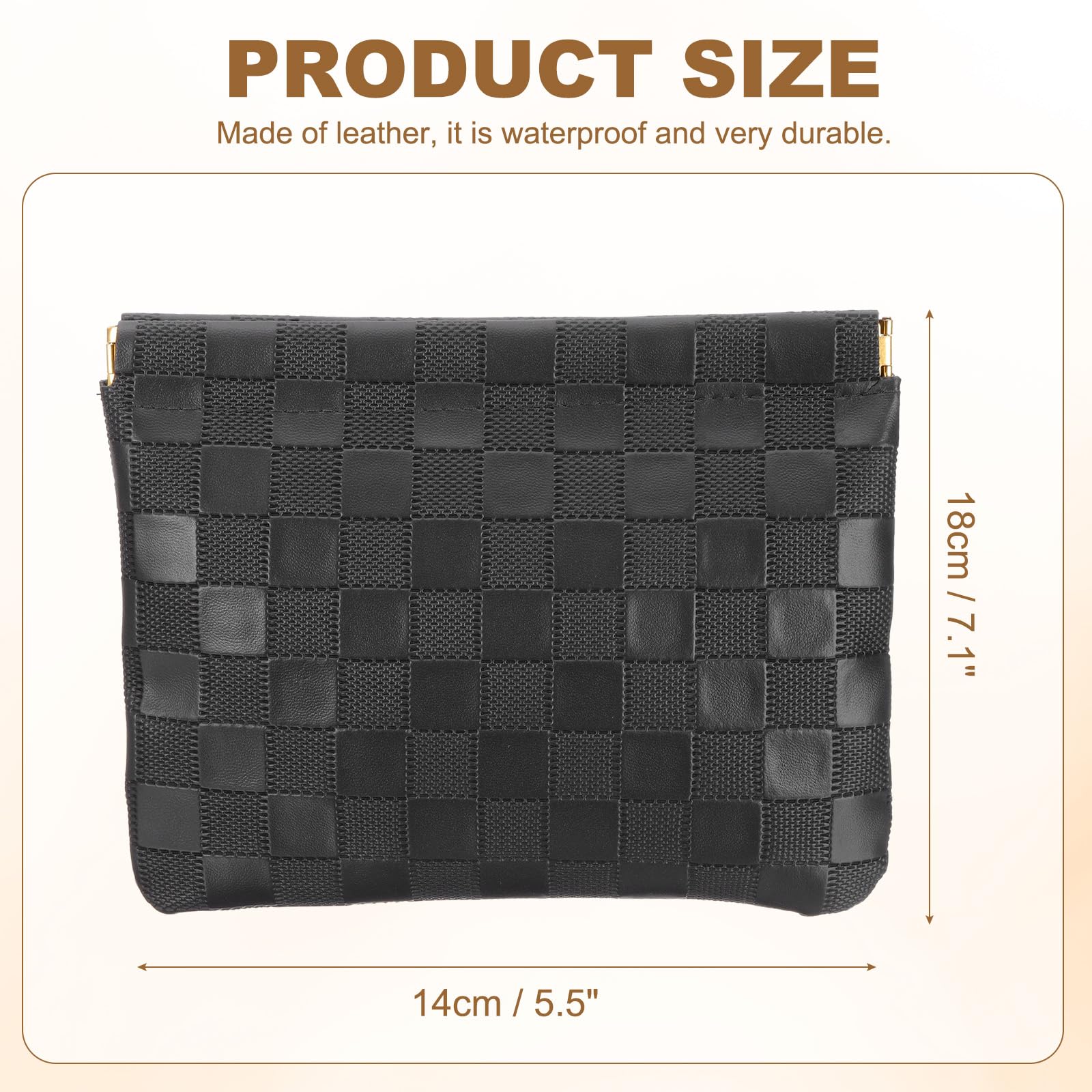 PATIKIL Small Snap Closure Pouches for Purse 5.5"x7.1" Mini Waterproof Leather Checkered Makeup Bag Portable No Zipper Self-Closing Travel Pocket Organizer Pouch Cosmetic Bag - Image 2