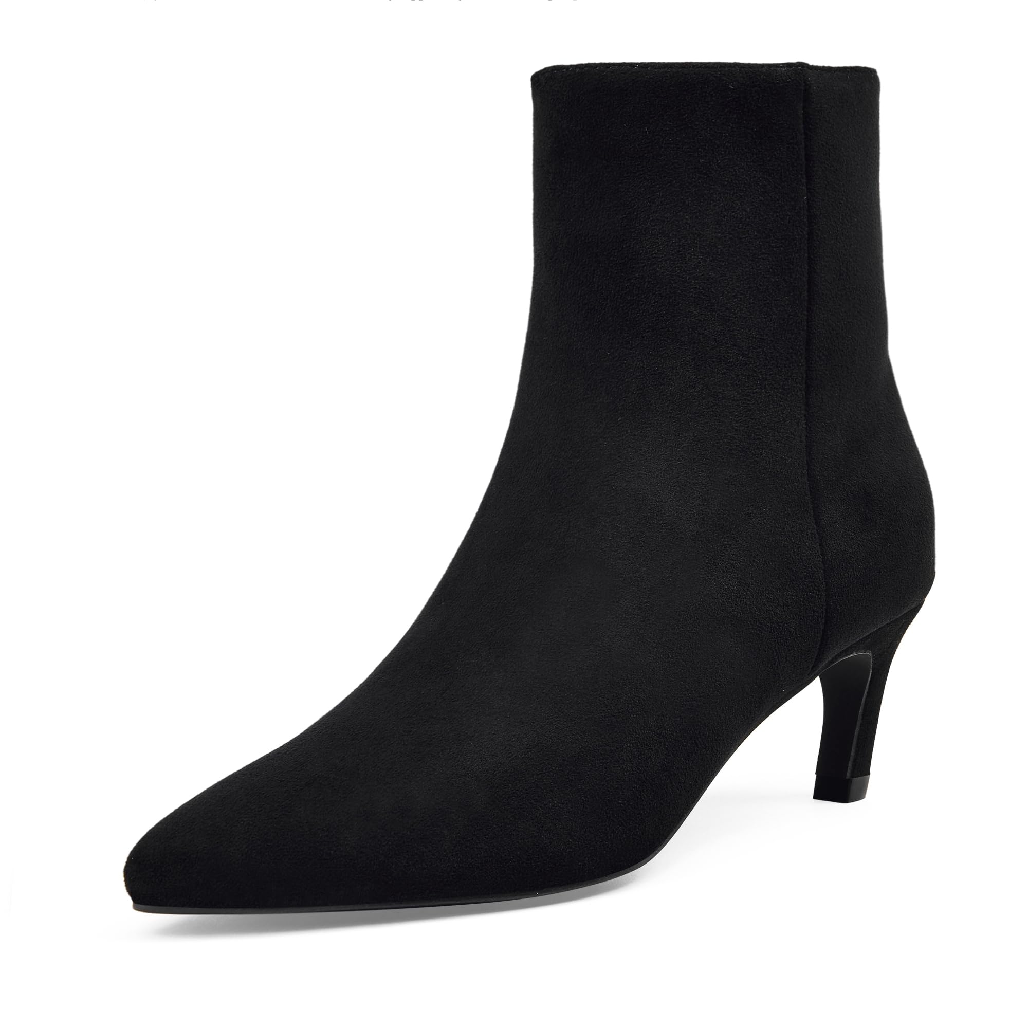 GENSHUO Womens Pointed Toe Ankle Boots 2 36 Inch Low Kitten Heel Booties with Side Zipper Fall Winter