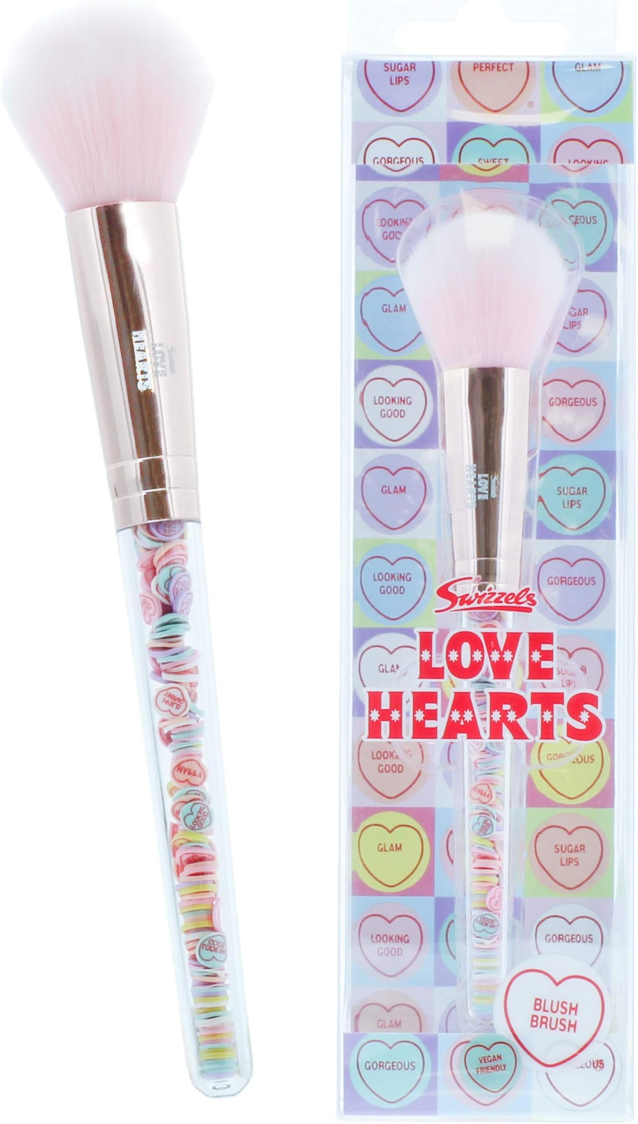 Vegan Friendly. Love Hearts Filled Blusher Brush