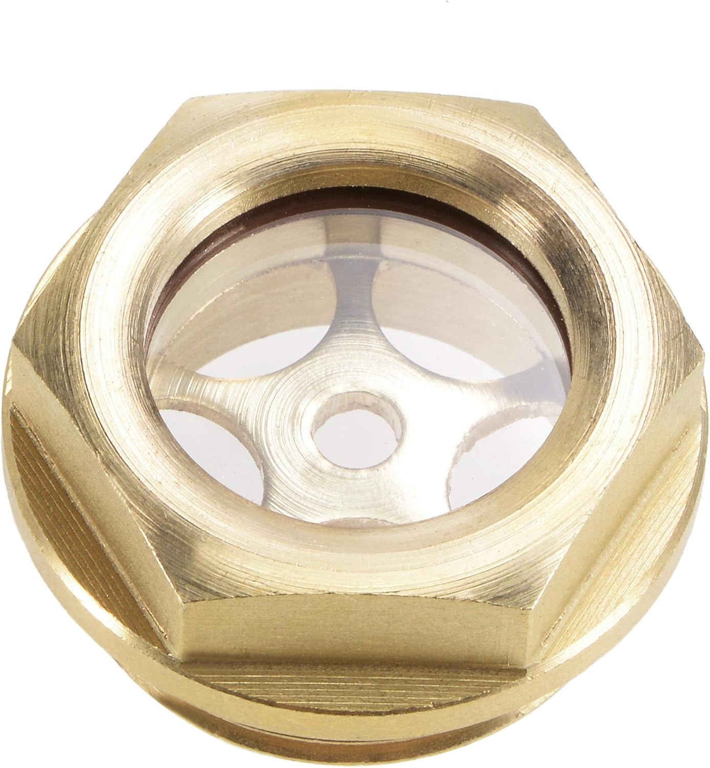 uxcell Oil Liquid Level Gauge Sight Glass G1 Male Threaded Brass Air Compressor Fittings with O-Ring, Yellow
