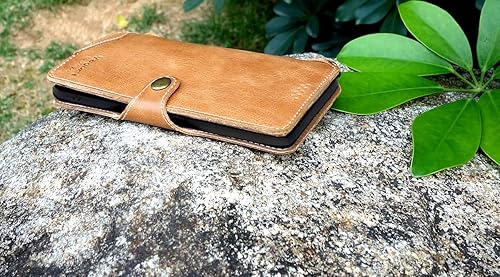 Miniatura 6 de Yogurt Funda compatible con iPhone 15 Pro Max, funda de piel auténtica para iPhone 15 Pro Max, 6.7 pulgadas, hecha a mano, color marrón