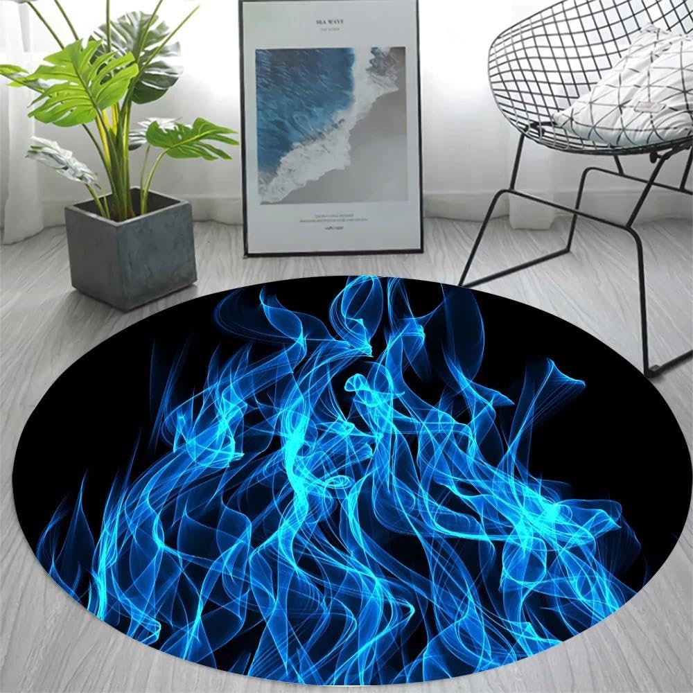 Tapis flamme bleue 3D pour habiller votre salon et coin canapé