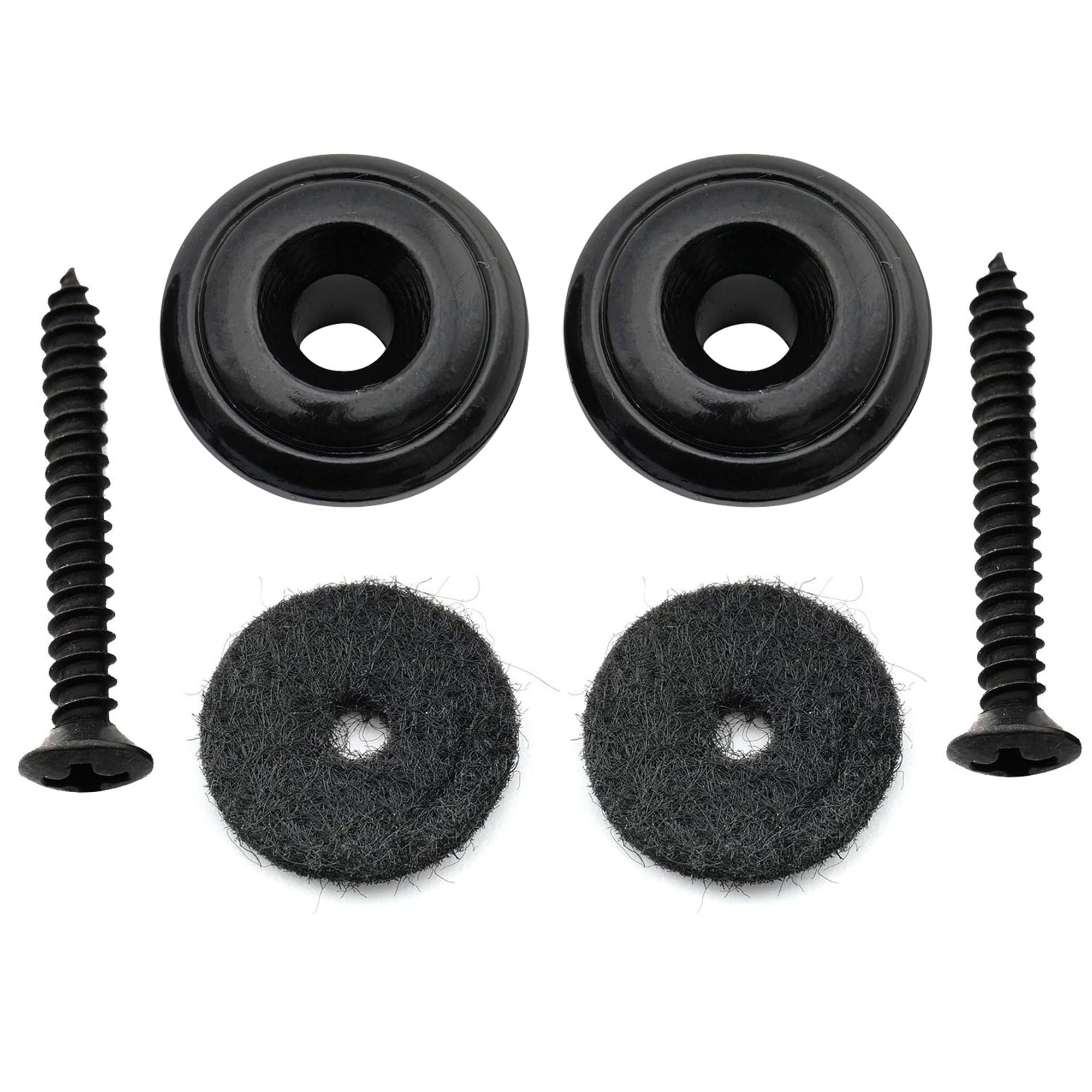 Musiclily Pro 17mm Grand Rond Alliage de Zinc Boutons de Sangle Attache Courroie pour Guitare électrique Acoustique Classique Ukulélé, Noir (Lot de 2)