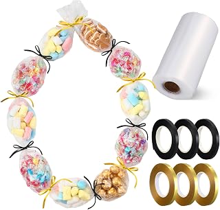Fuutreo Graduation Candy Lei Making Kit 98 ft Candy Lei Poly Tubing with 6 Rolls 33 Feet Ribbon for DIY Graduation Packing Snacks Grad Party Supplies Gifts Craft(Clear,4.7 in)