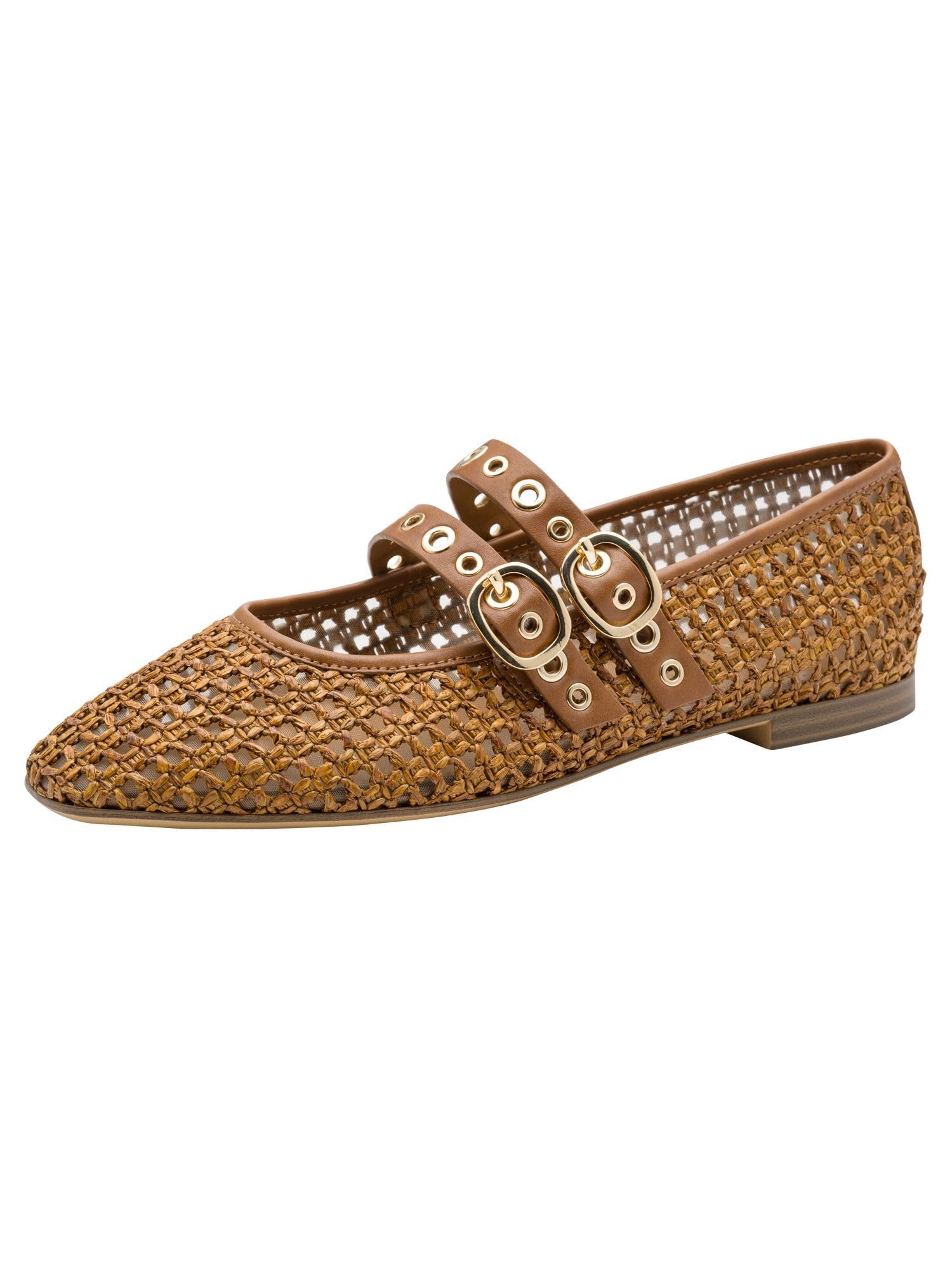 Tamaris Women's ballerina with strap flat brown 6.5 UK