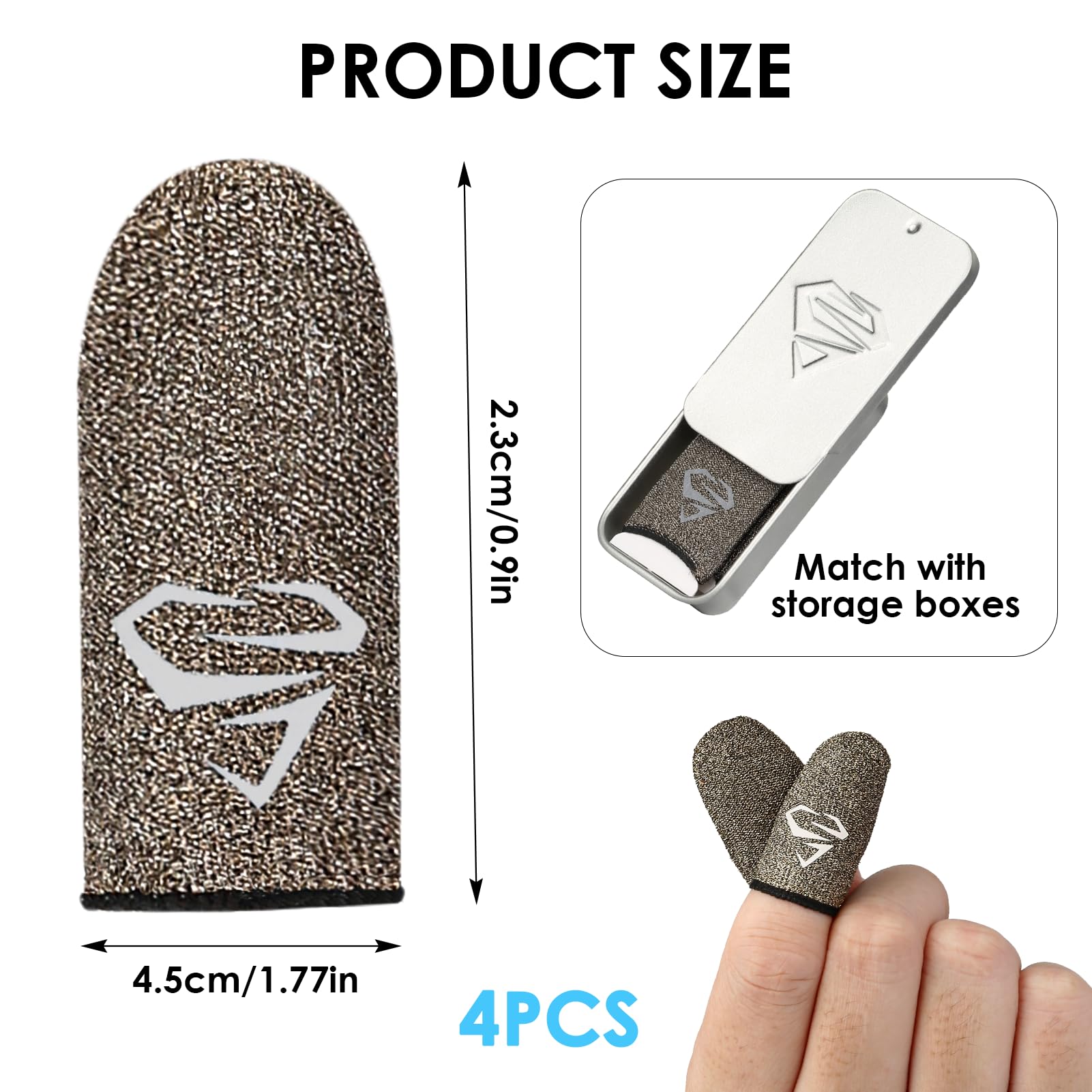 Gaming Finger Sleeve, 4 Pack Manchons Tactiles pour Jeux Mobiles, Compatible PUB Mobile, Anti-Transpiration et Sensibilité Maximale, Accessoire Gaming pour Smartphones Tablettes