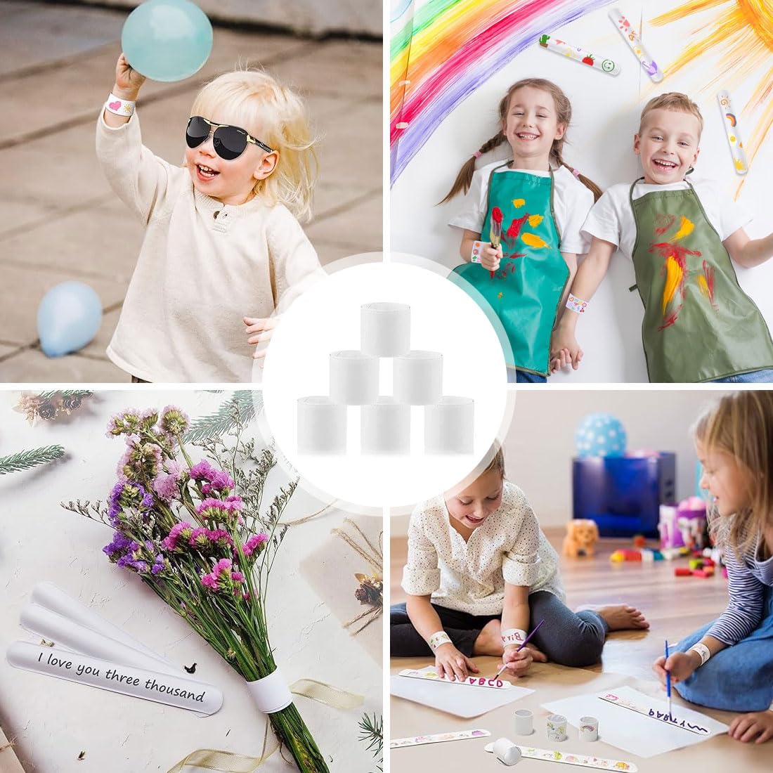 Pack De 50 Pulseras A Presión Para Niños – DIY En Blanco Para Pintar, Regalos De Fiesta, Cumpleaños Y Premios Escolares