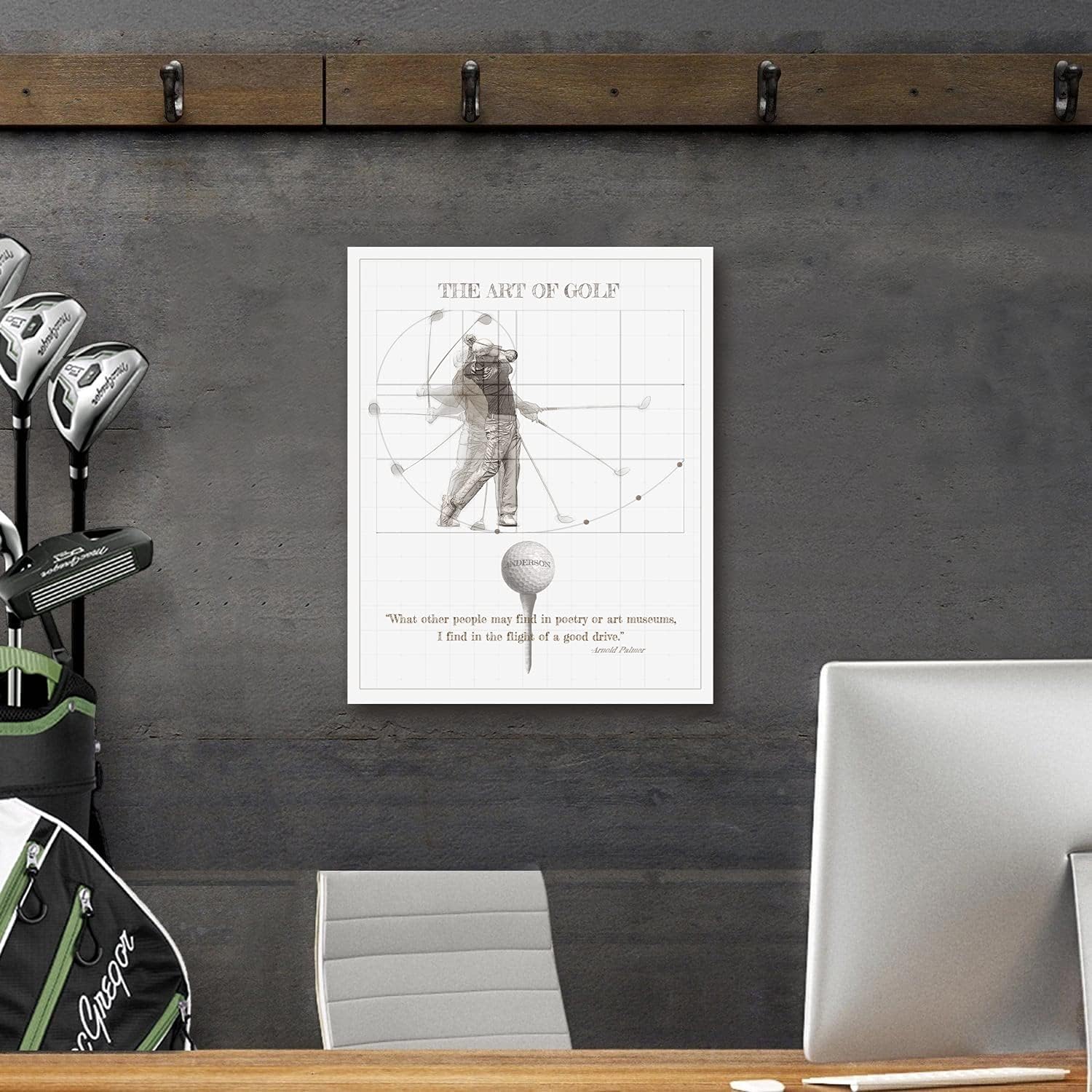 Art of Golf - Personalized Gift for Him, Father's Day, or an avid golfer. (11"x14" Block Mount, Vintage White)