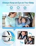 Wireless Baby Car Camera with Auto Night Vision, HD 1080P Car Baby Monitor with 4X Zoom, Easy Install 360° Rotatable Rear Facing Carseat Mirrors, Newborns Travel Essentials Gifts