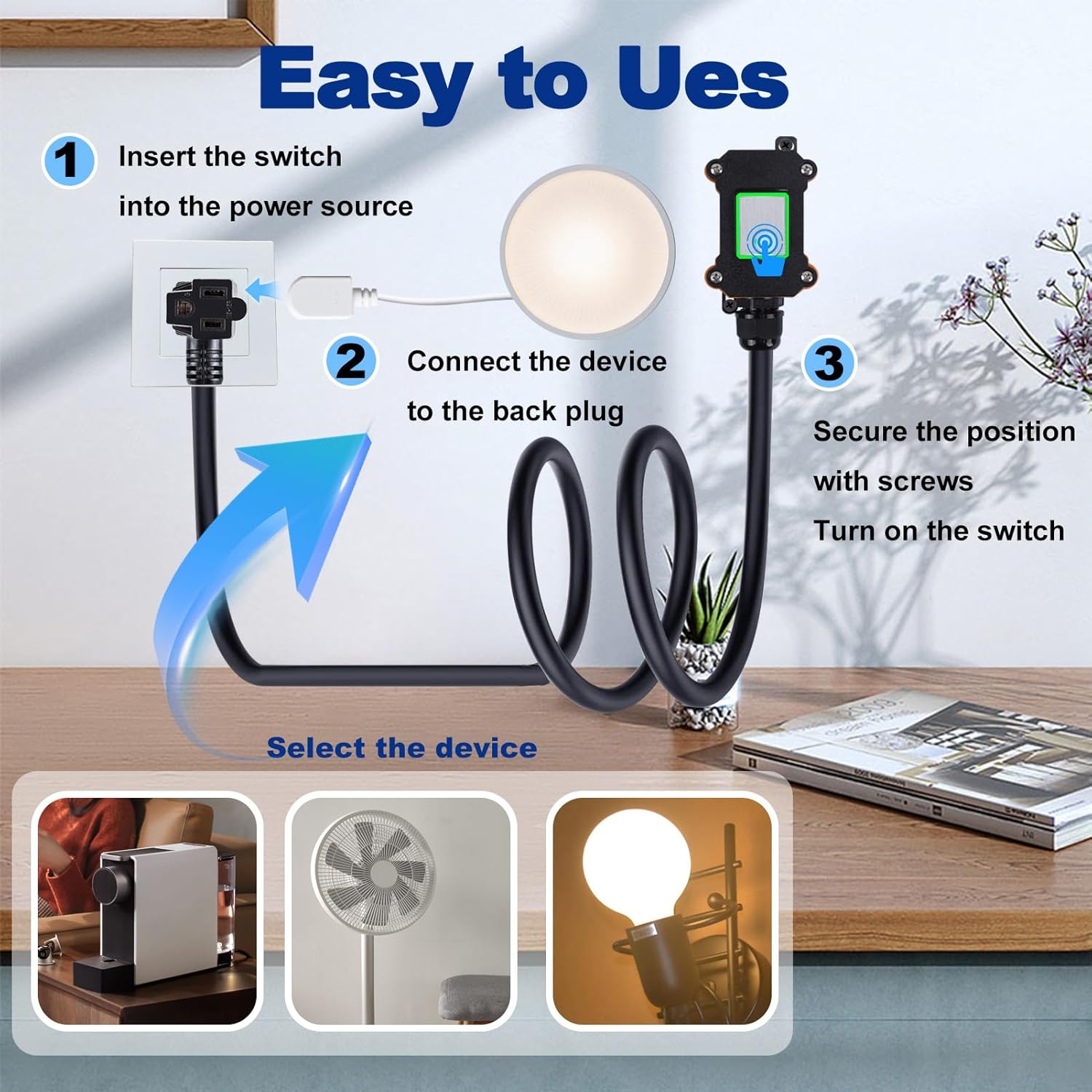 Inline Cord Switch with 6.6FT 14AWG with Cable Piggyback Plug(3-Pronged), IP67 Waterproof Extension Cord with On/Off Switch, AC/DC 20A-125V Inline Power Switch with Silver High-Visibility Light Button