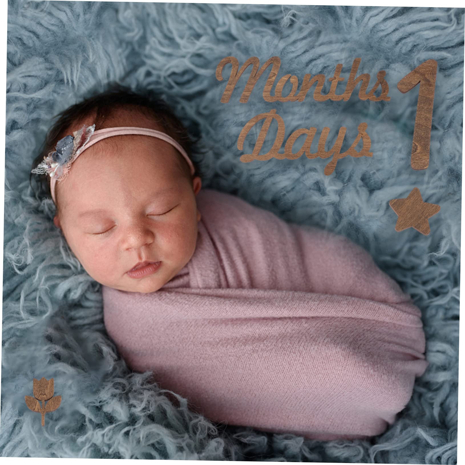 Holz Babyzahlen Geburtsanzeige Requisiten Foto-accessoires für Junge Mädchen Babybausteine aus Holz Babymonatsschild
