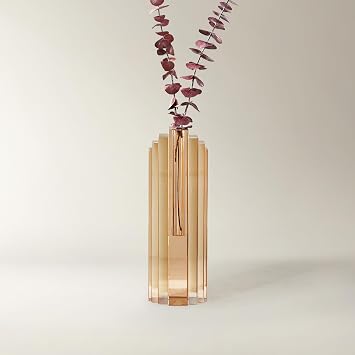 Z Gallerie Lucca Amber Mirrored Crystal Vase Warm Glowing Modern Glam Statement Vase