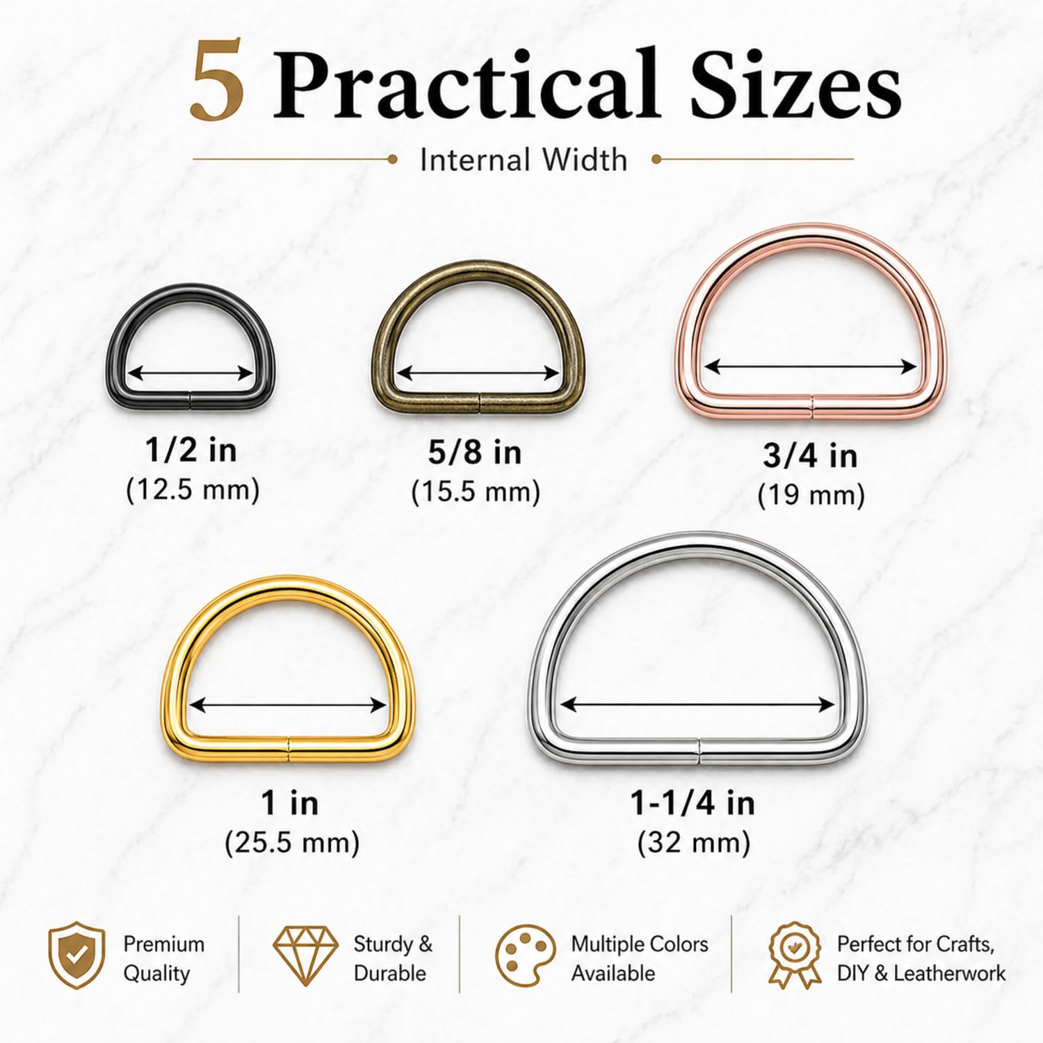 Metal D Rings - 90 Pcs for Bags & DIY Projects -2 Metal D Rings - 90 Pcs for Bags & DIY Projects -2