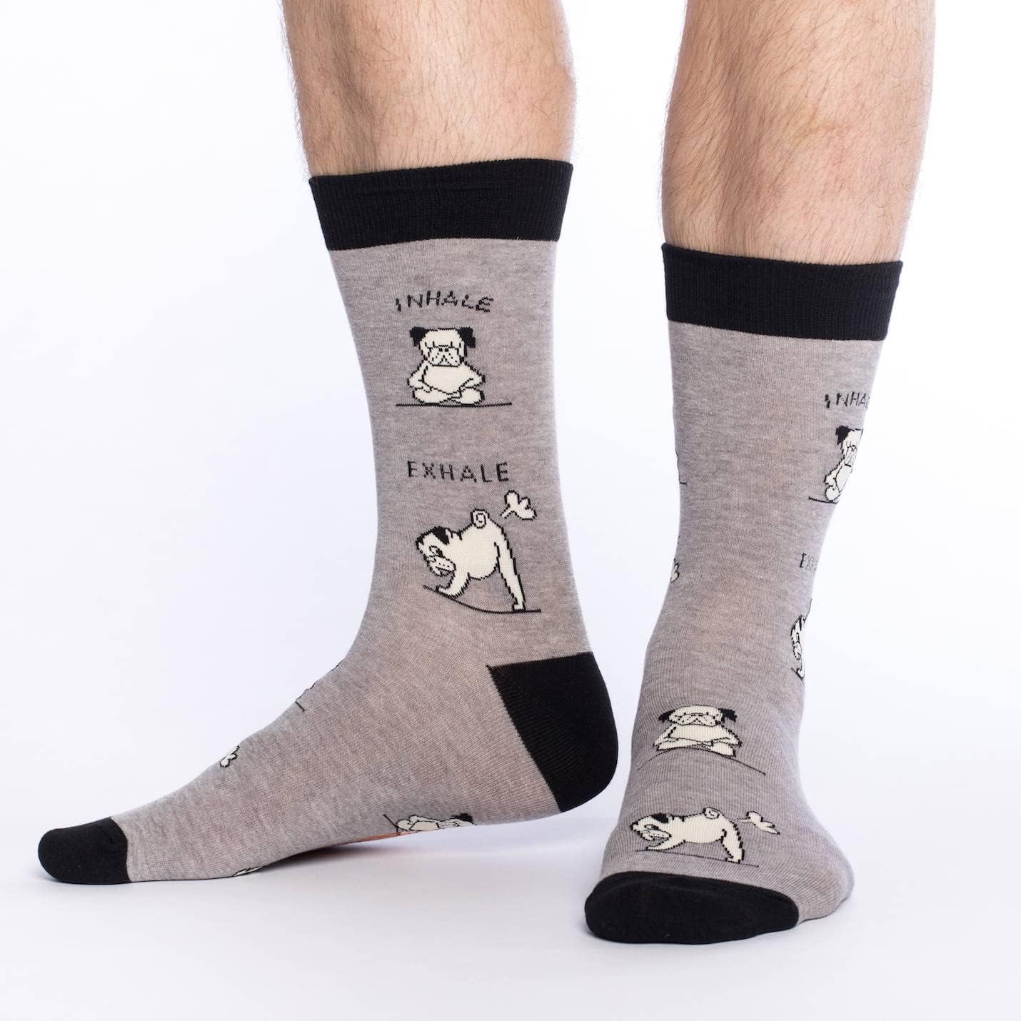 Good Luck Sock Men's Yoga Pug Dog Socks, Big & Tall, Shoe Size 13-17 - Image 2