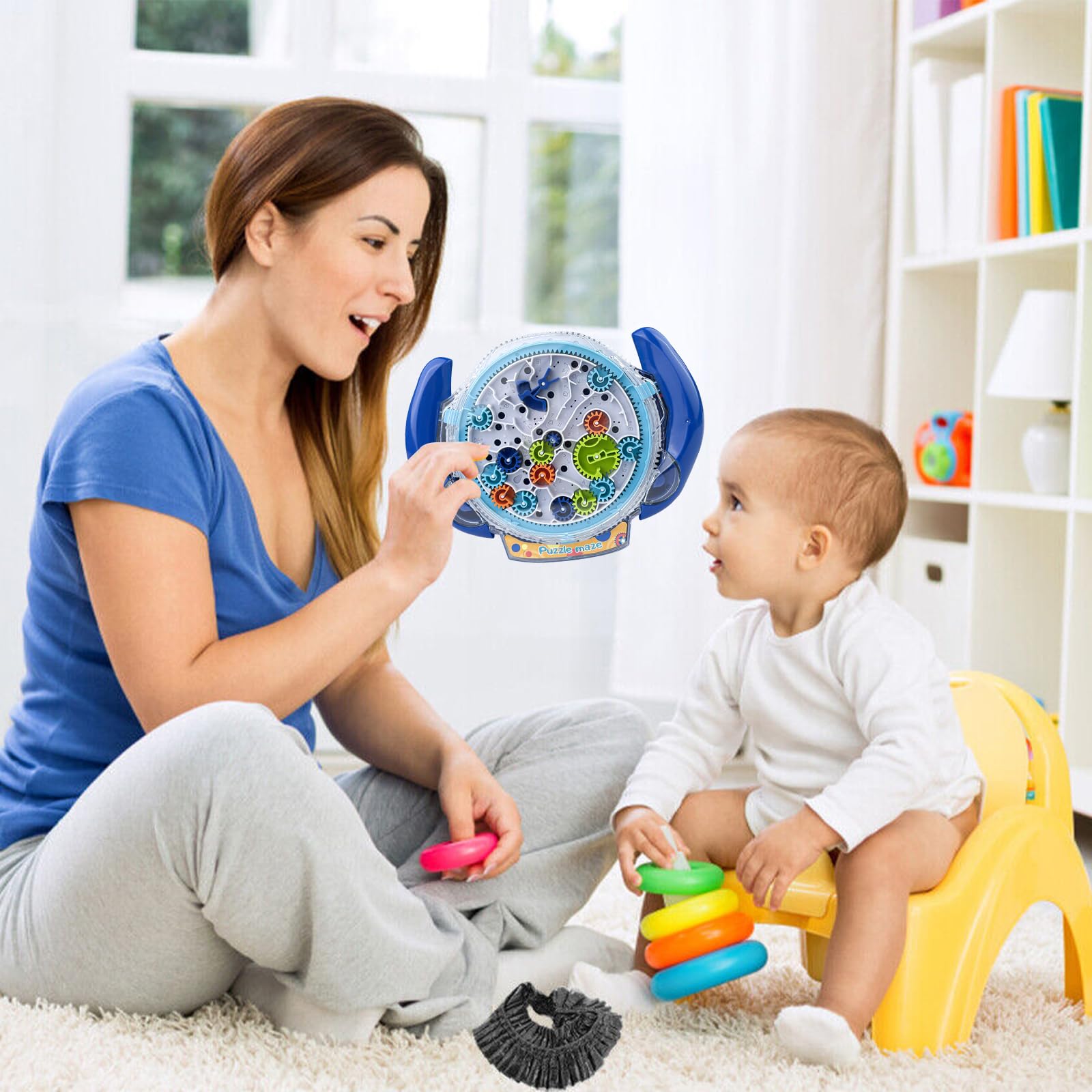 Chiluxendo Bola Laberinto(Azul), Games Maze Puzzles Juego de Rompecabezas 3D con Bolas, Ball Juguetes Educativos Control de Engranajes, Laberintos para Niños de Paciencia Regalos Mayores de 4 Años
