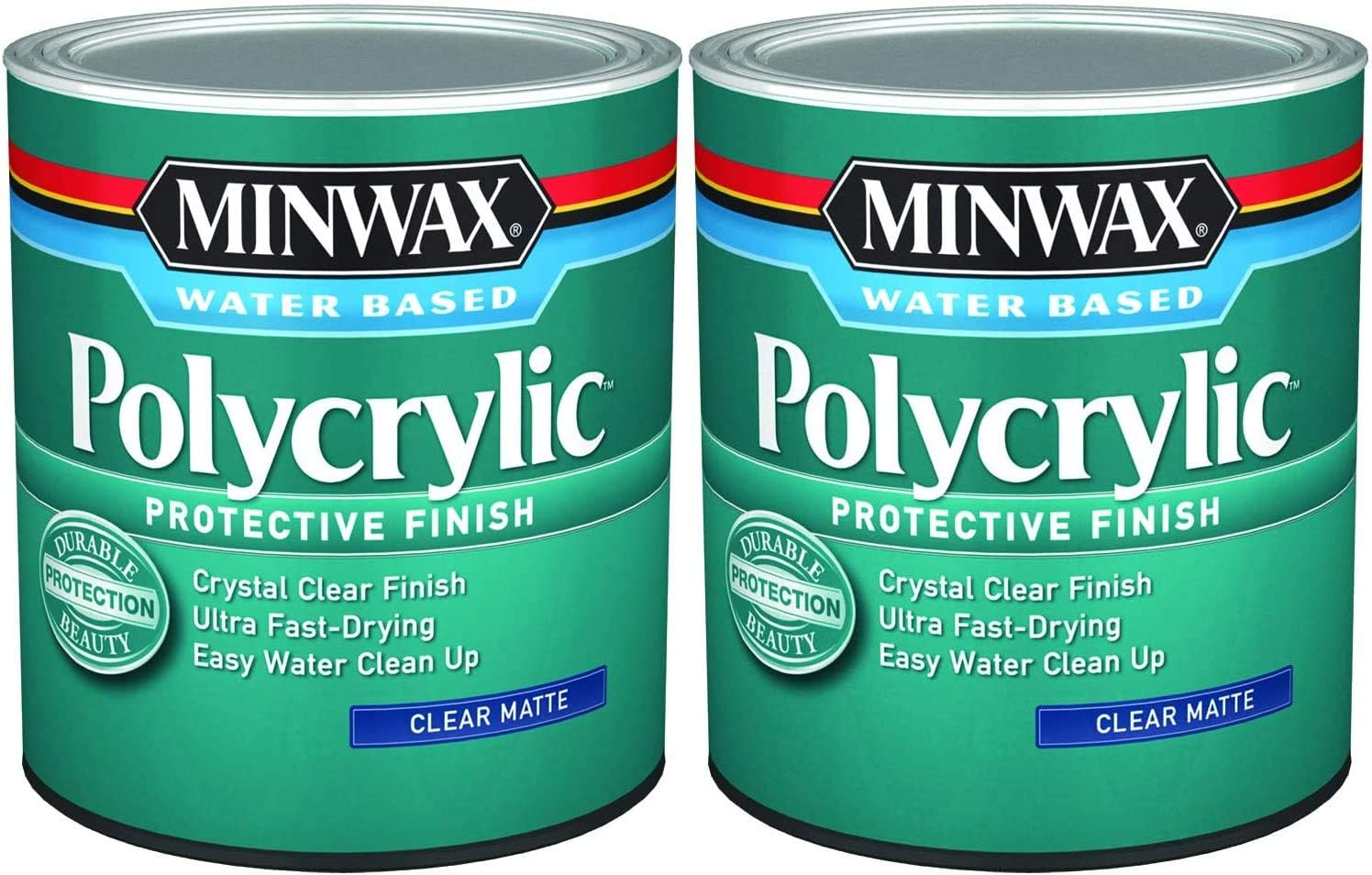Minwax Polycrylic Protective Finish,1 Quart,Matte 2 Pack,622224444-2