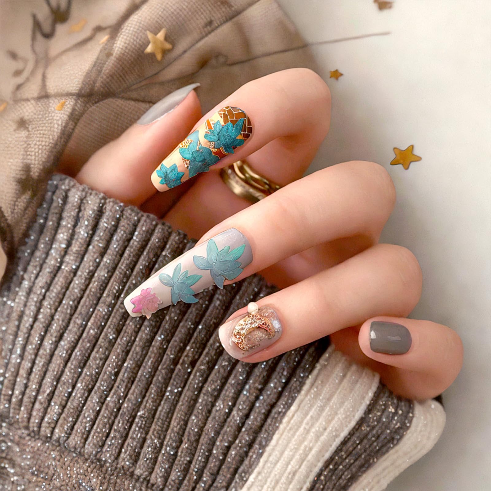 Stampi in Silicone Fiori 3D per Nail Art – Stampo Floreale per Resina Epoxy, Fiore di Loto, Decorazioni Unghie in Gel 3D incisione, Stencil per Unghie in Silicone, Accessori per Manicure e Fai-da-te