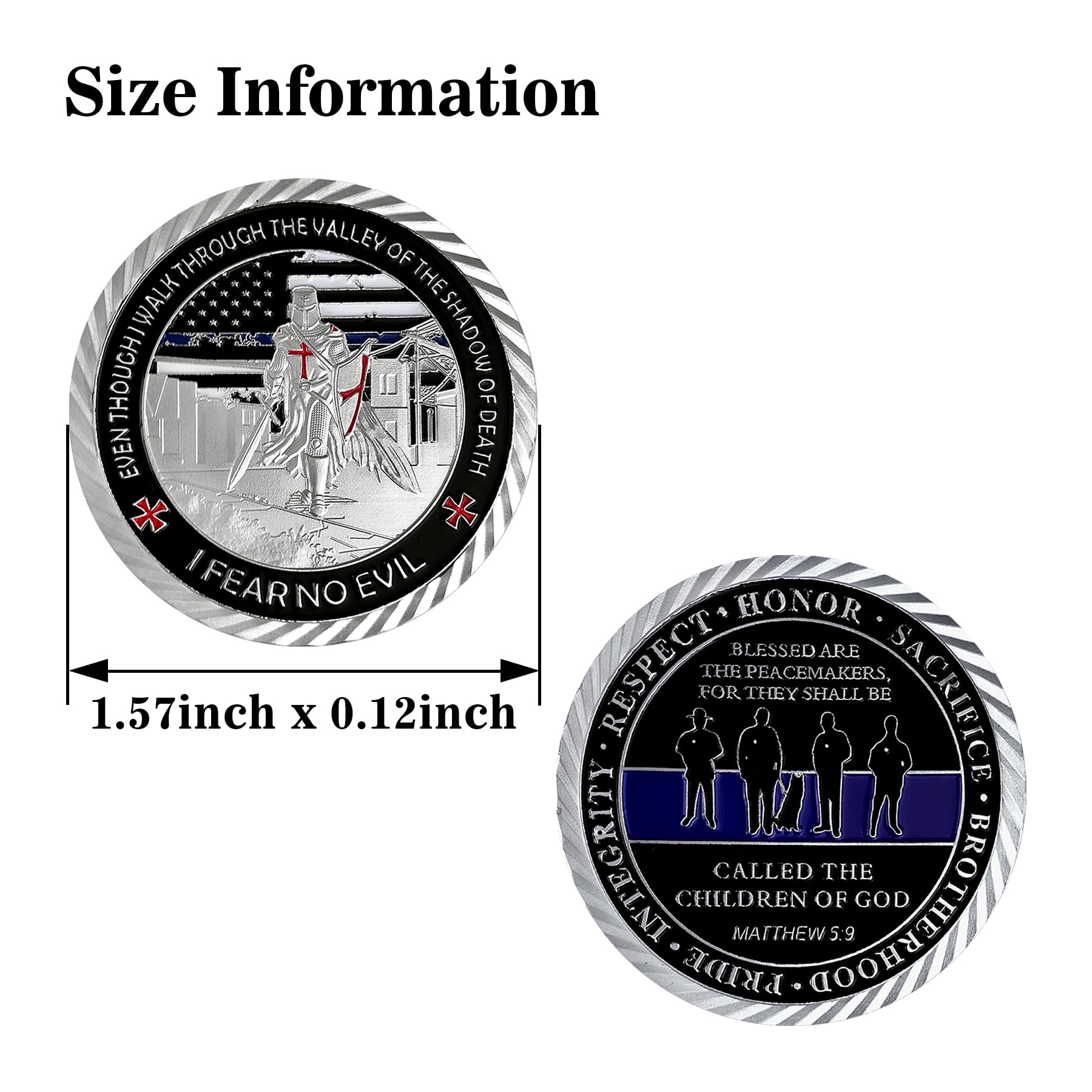 Thin Blue Line Police Prayer Coin - Law Enforcement Gift -4