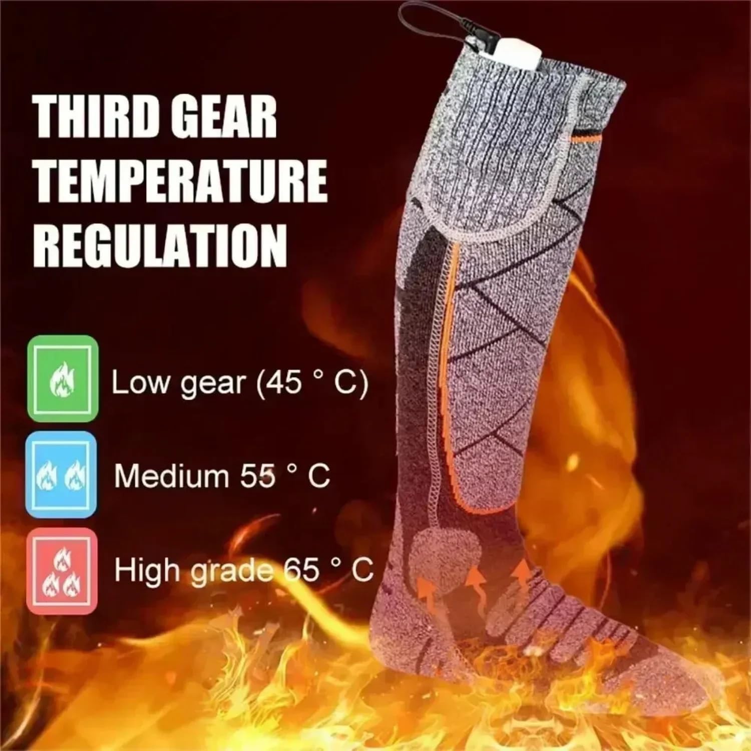 Upgraded Heated Socks 5V 6000mAh—Fast Heat, 3 Levels for Men & Women | Skiing, Hunting, Outdoor Work