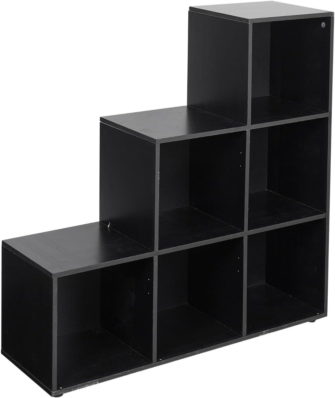 URBNLIVING Black 6 Cube Step Storage Bookshelf Unit